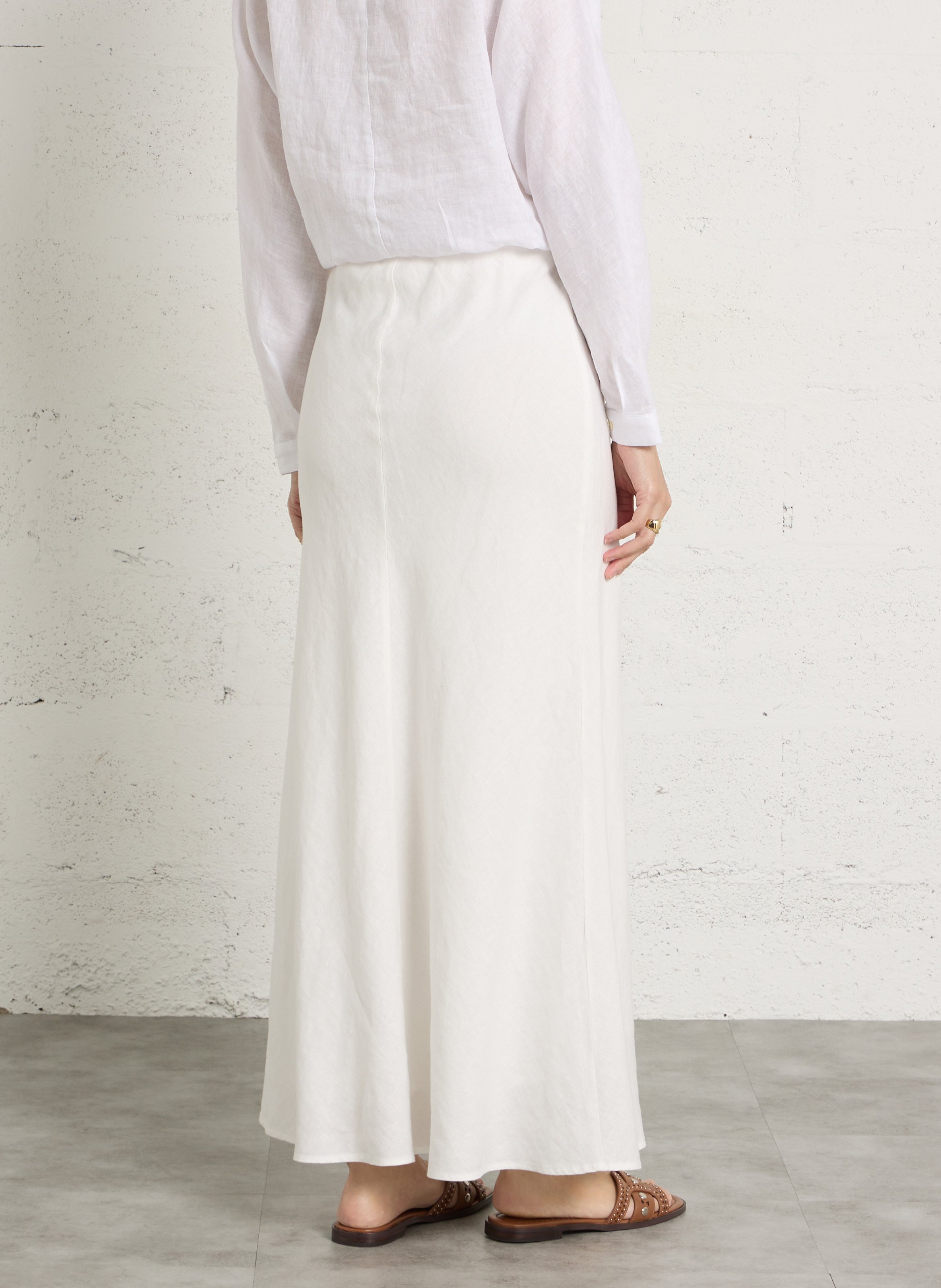 Jupe longue évasée en lin JC SOPHIE Blanc