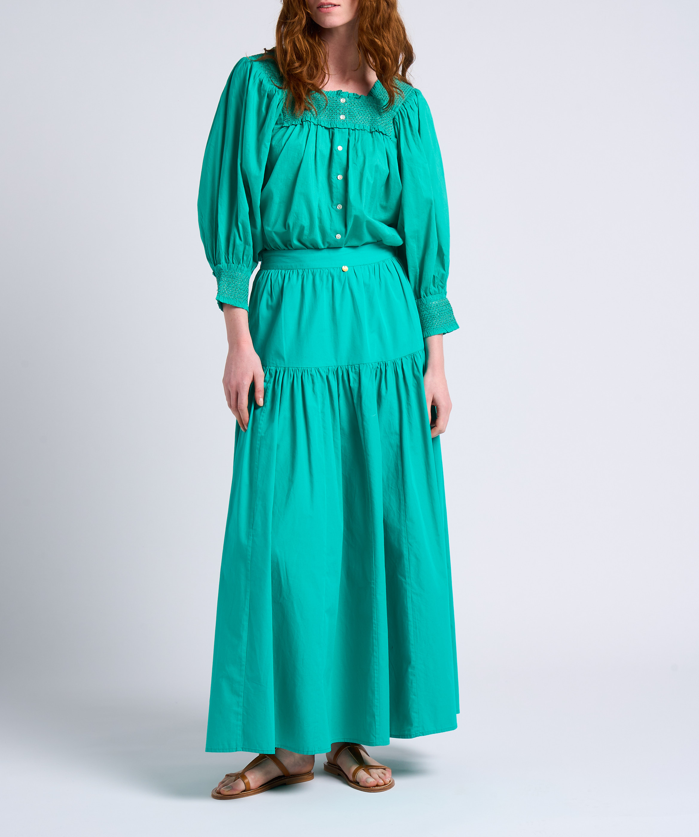 Long A-line cotton skirt ANTIK BATIK Blue