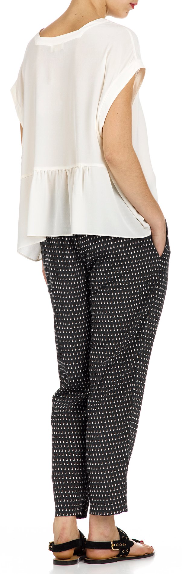 Stretch silk trousers ATTIC AND BARN Black