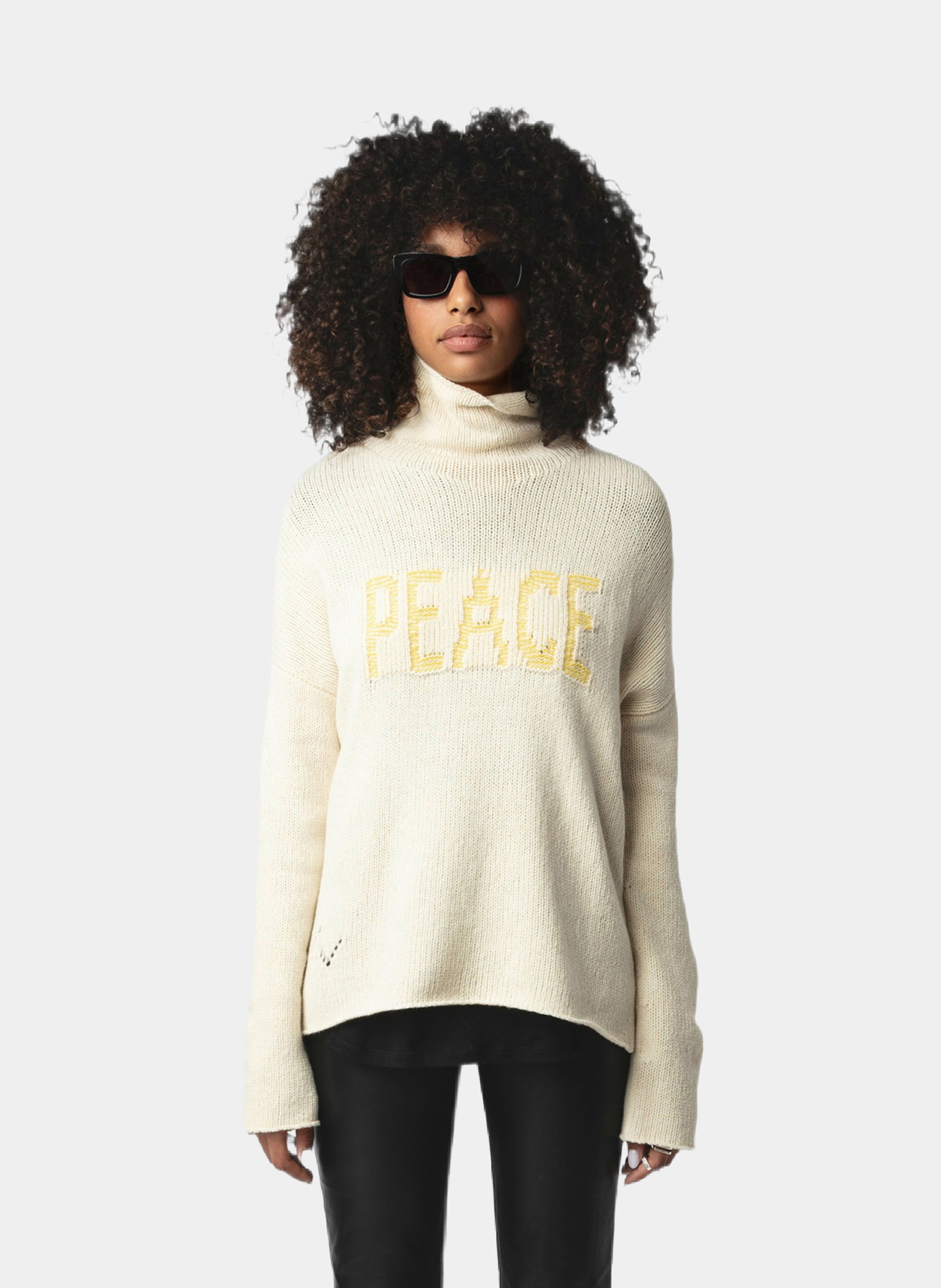 Pull col montant ample en laine ZADIG&VOLTAIRE Beige