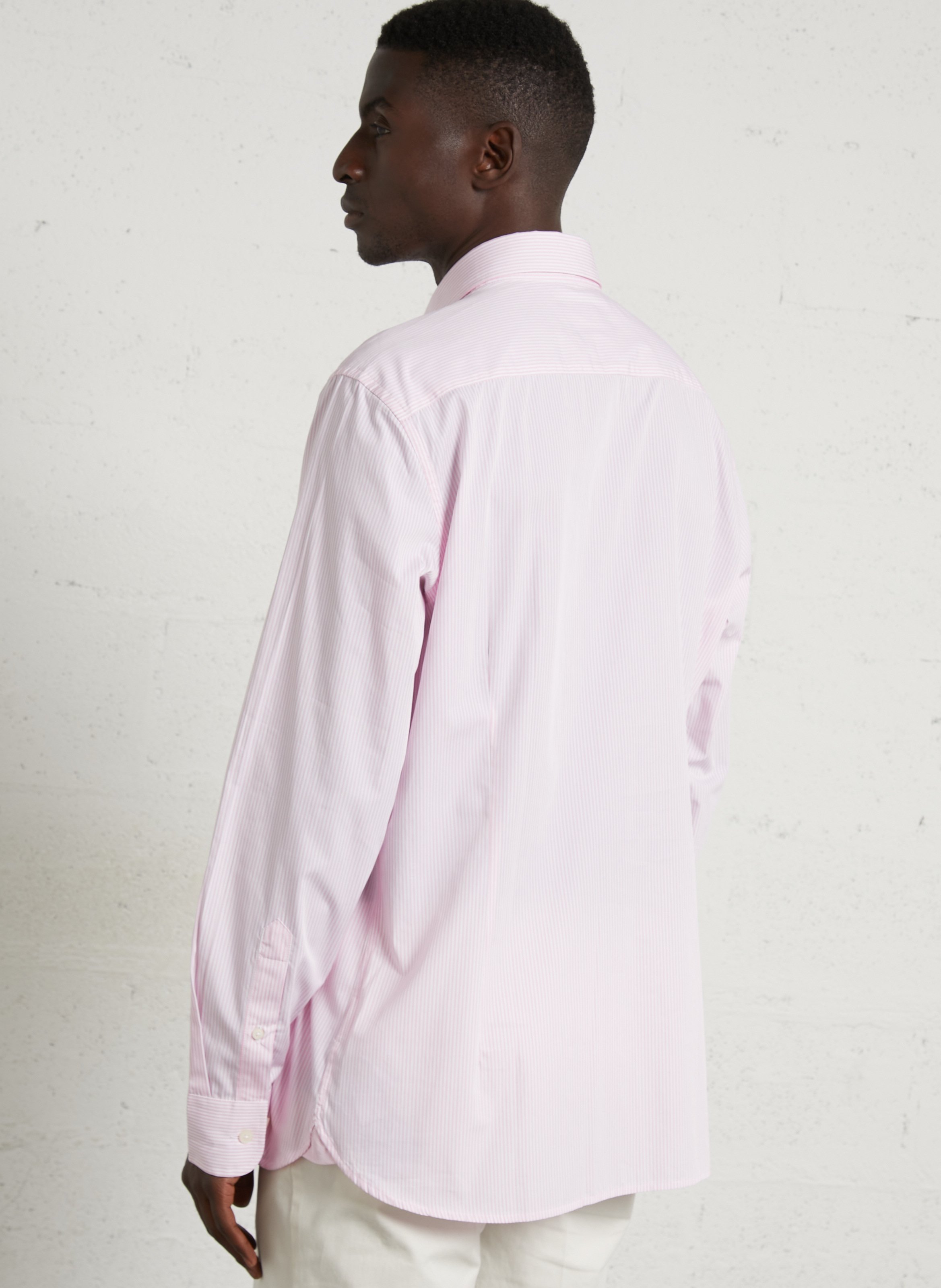 Chemise tailored-fit col classique rayée en coton HACKETT Rose