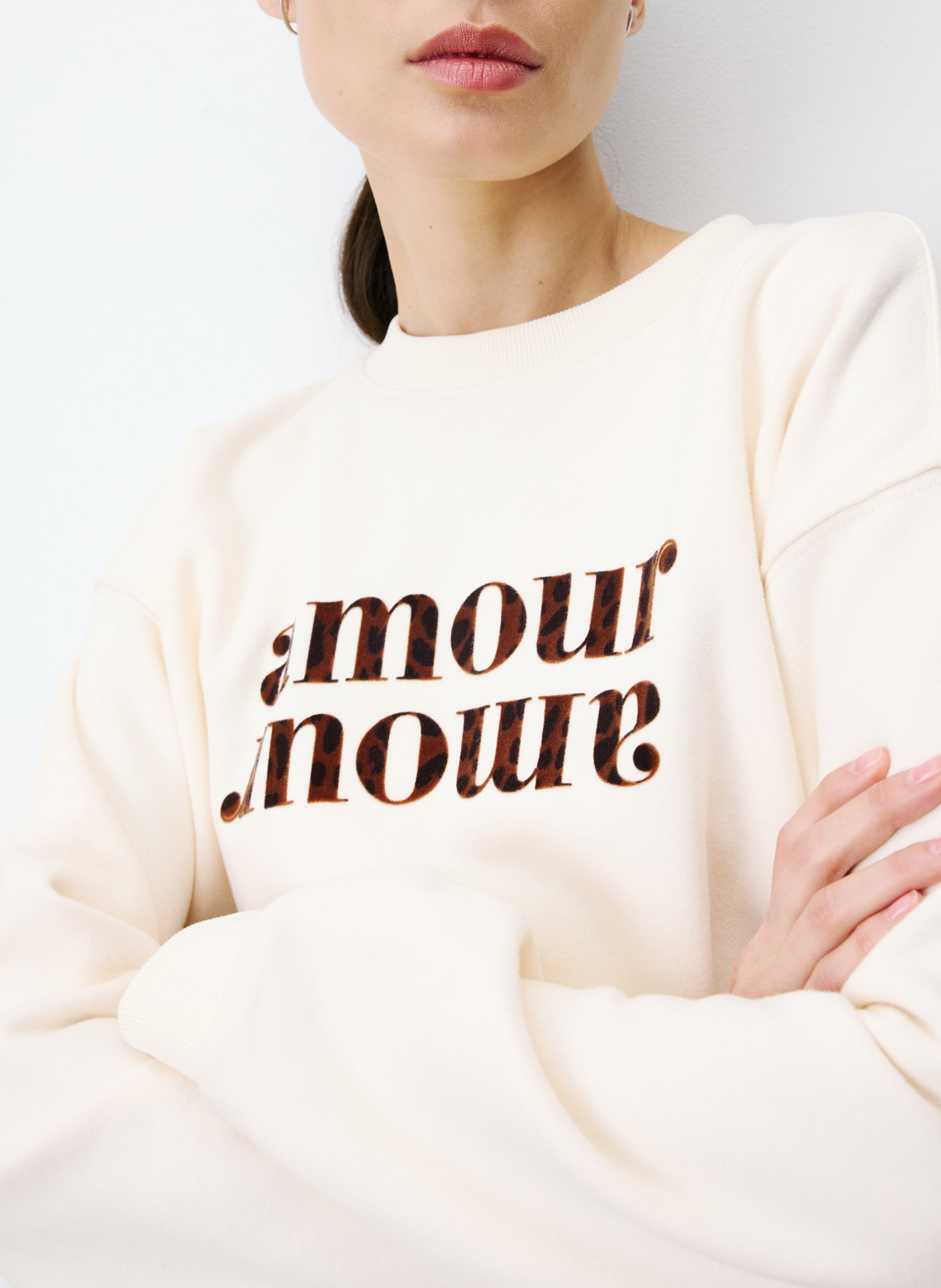 Sweat ample à empiècement en coton mélangé GRACE ET MILA Blanc