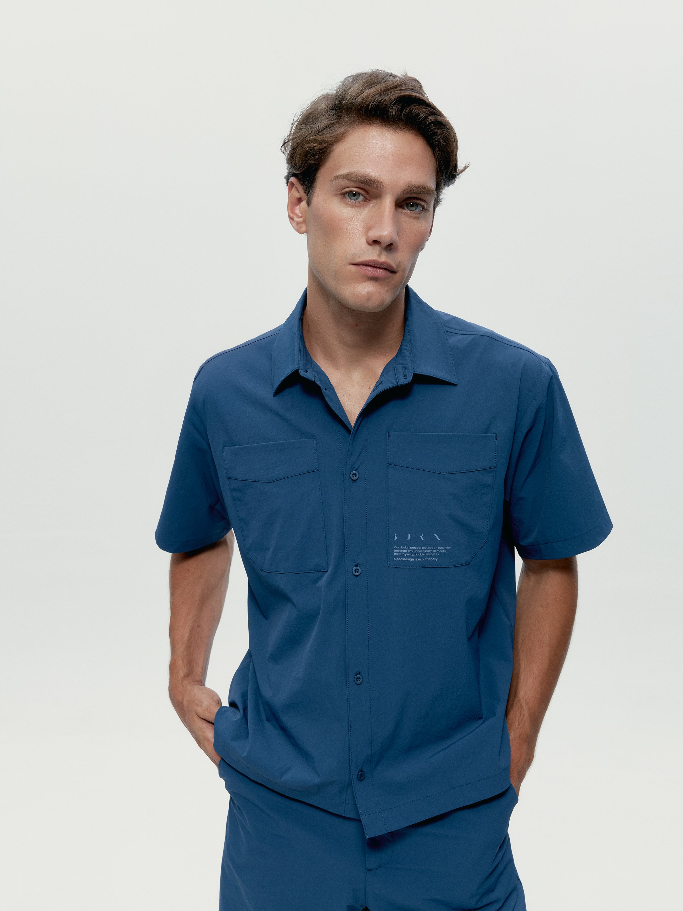 Shirt athleisure recovery manches courtes gadir BORN Bleu