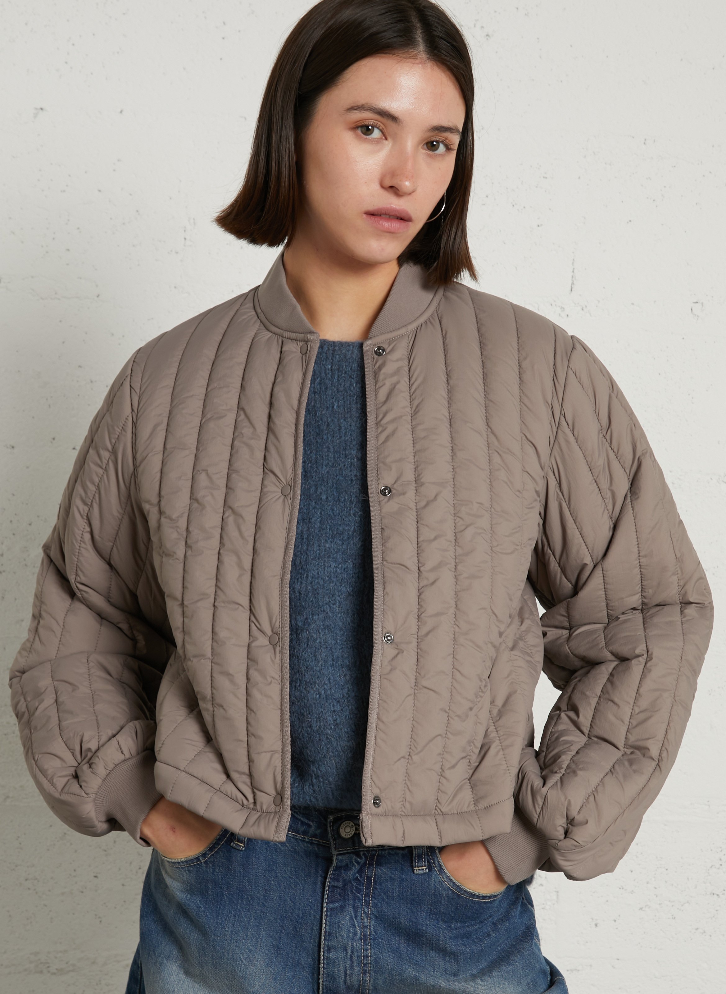 Quilted solid straight jacket RAINS Beige