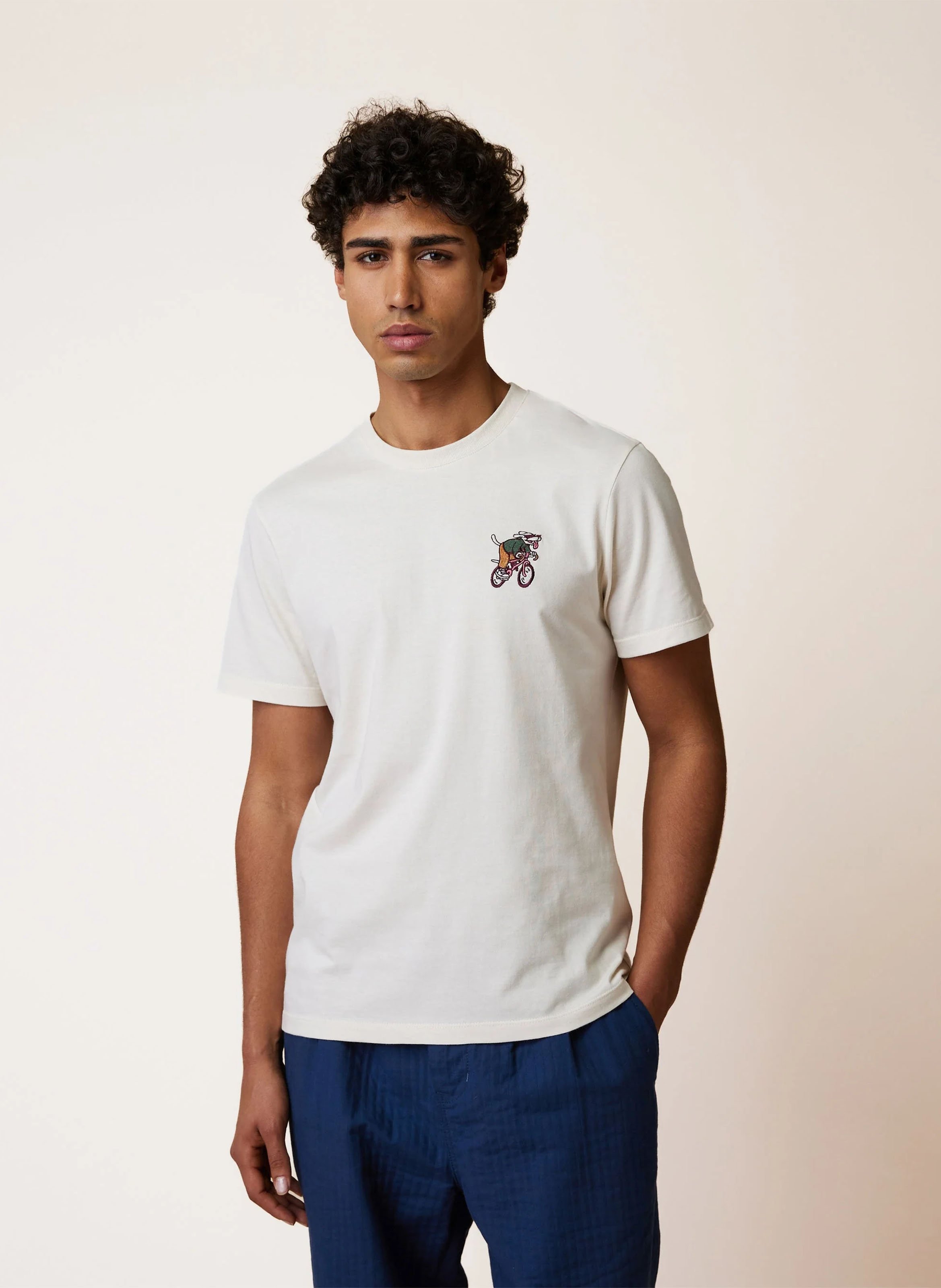 Gerader Baumwoll-T-Shirt mit Logo FAGUO Beige