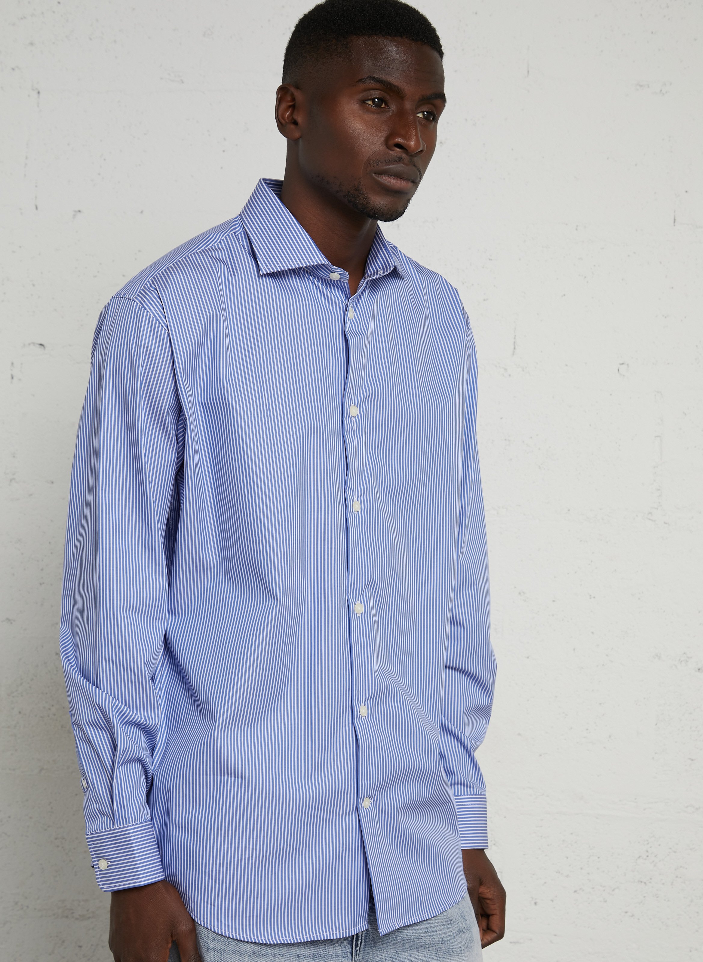 Chemise col classique en coton AU PRINTEMPS PARIS Bleu