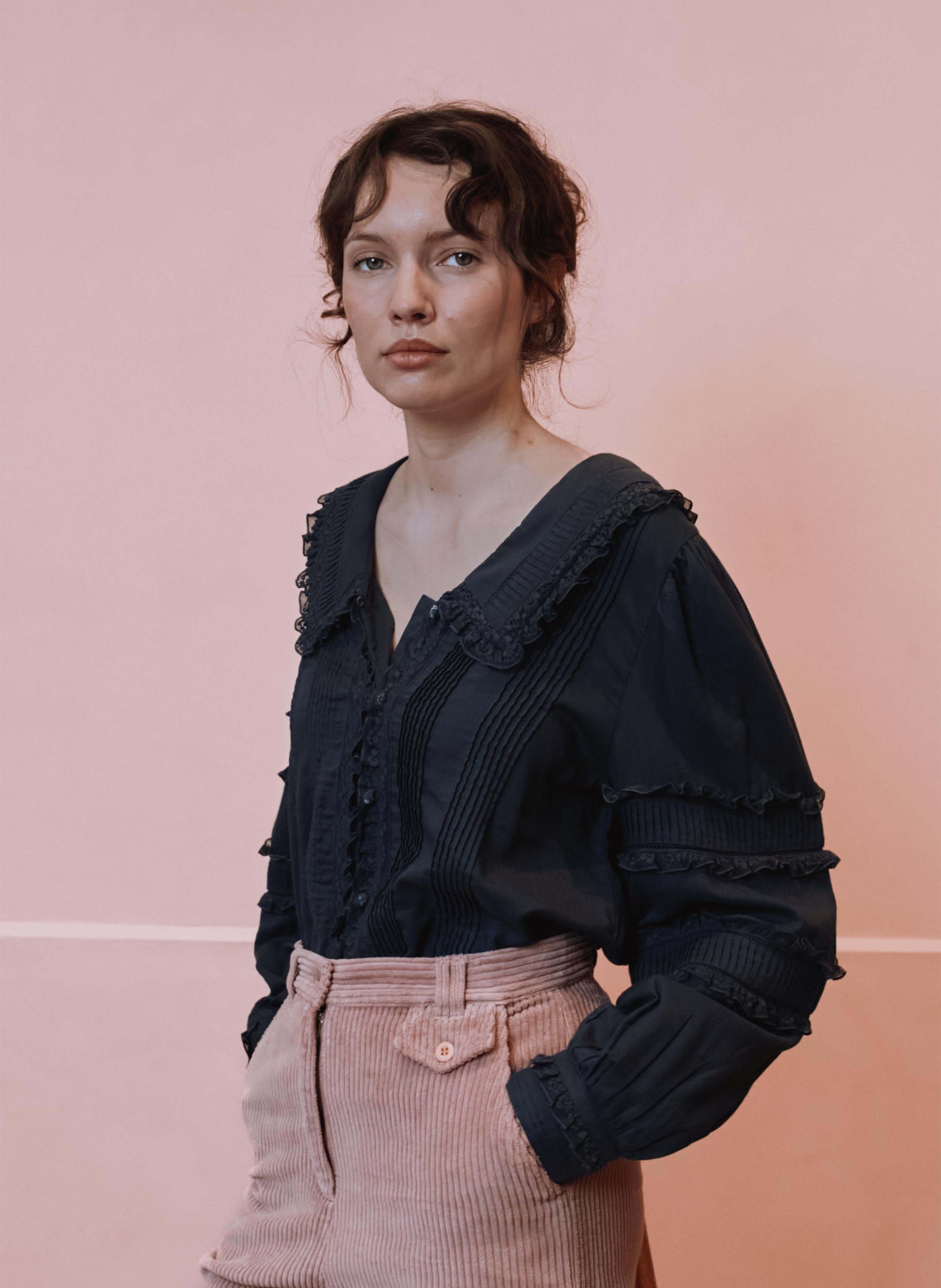 Bluse mit V-Ausschnitt aus Bio-Baumwolle EMILE ET IDA Schwarz