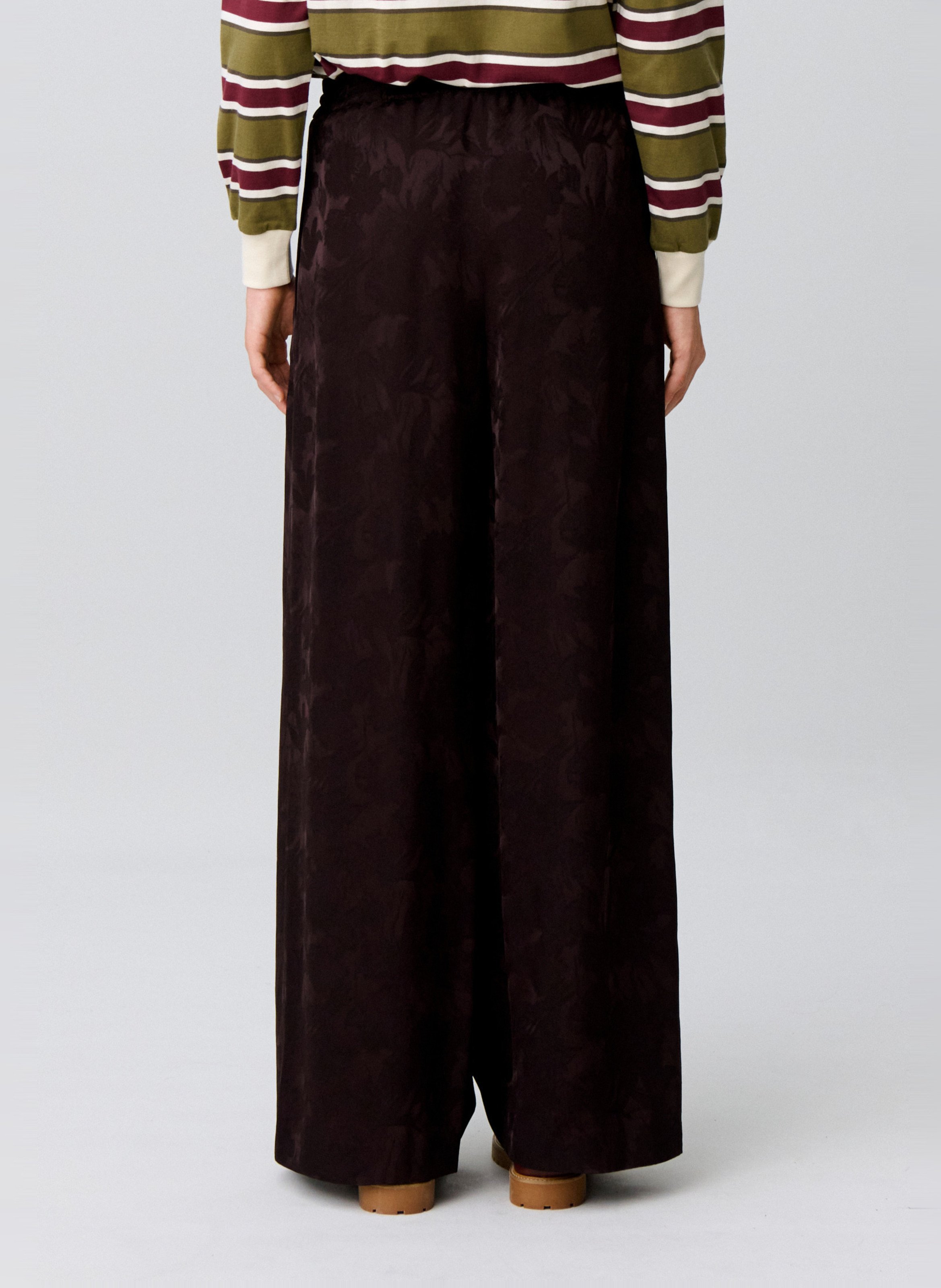 Wijde broek met hoge taille en jacquardmotief CLAUDIE PIERLOT Bruin
