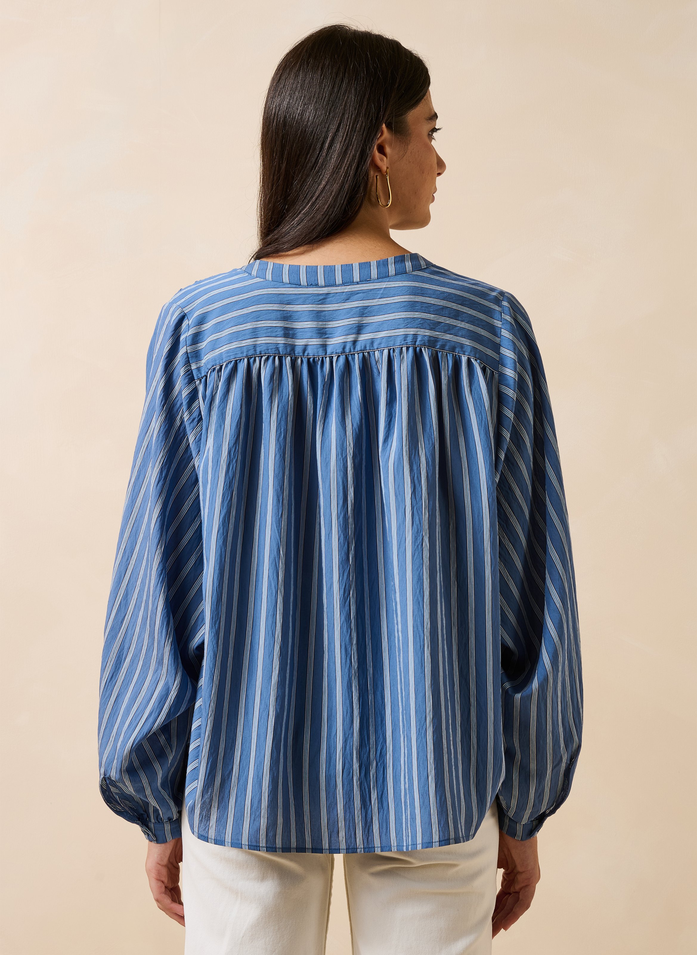 Striped shirt with mao collar LA FEE MARABOUTEE Blue