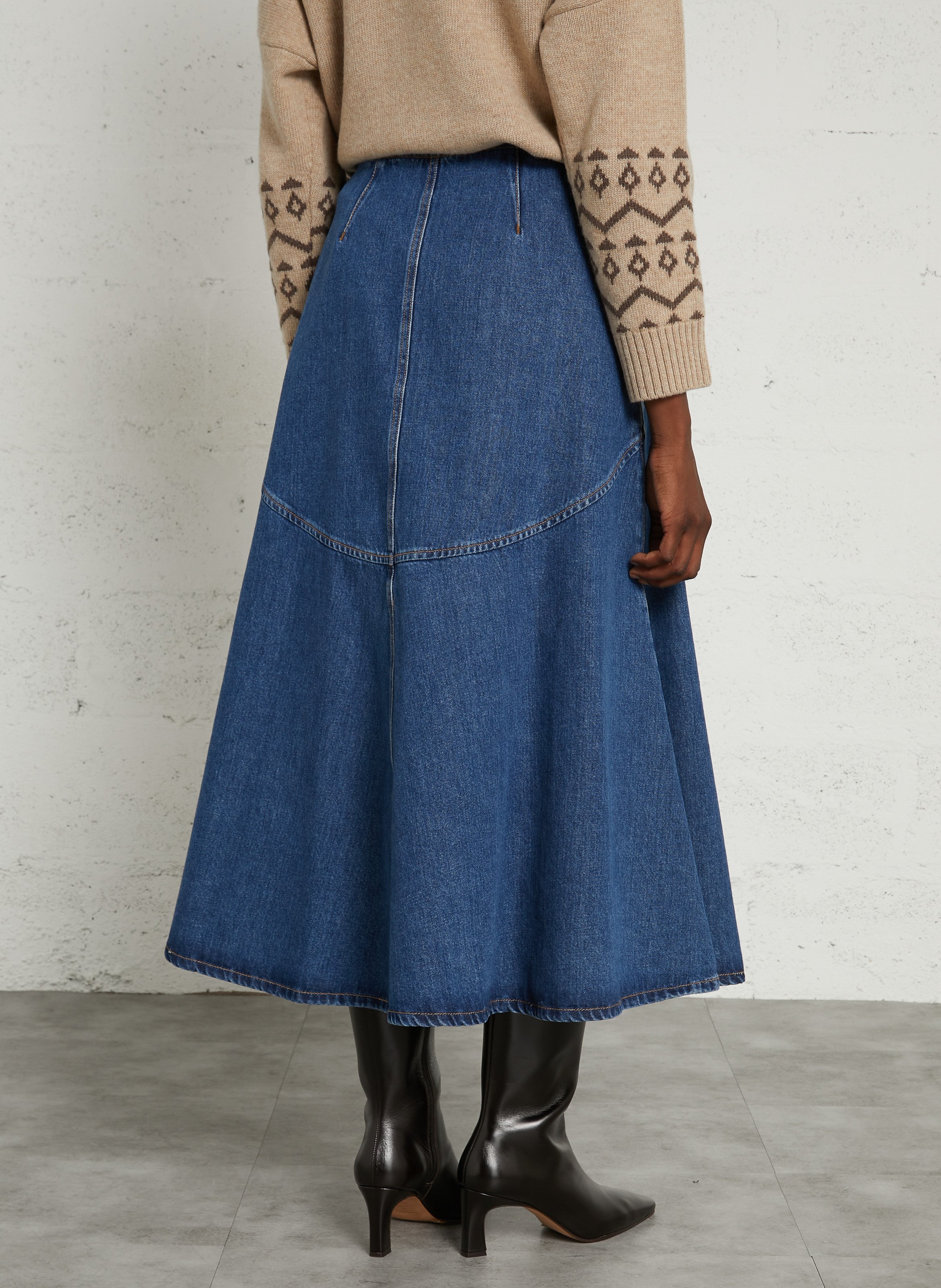 Jupe évasée en coton MAX MARA WEEK END Bleu