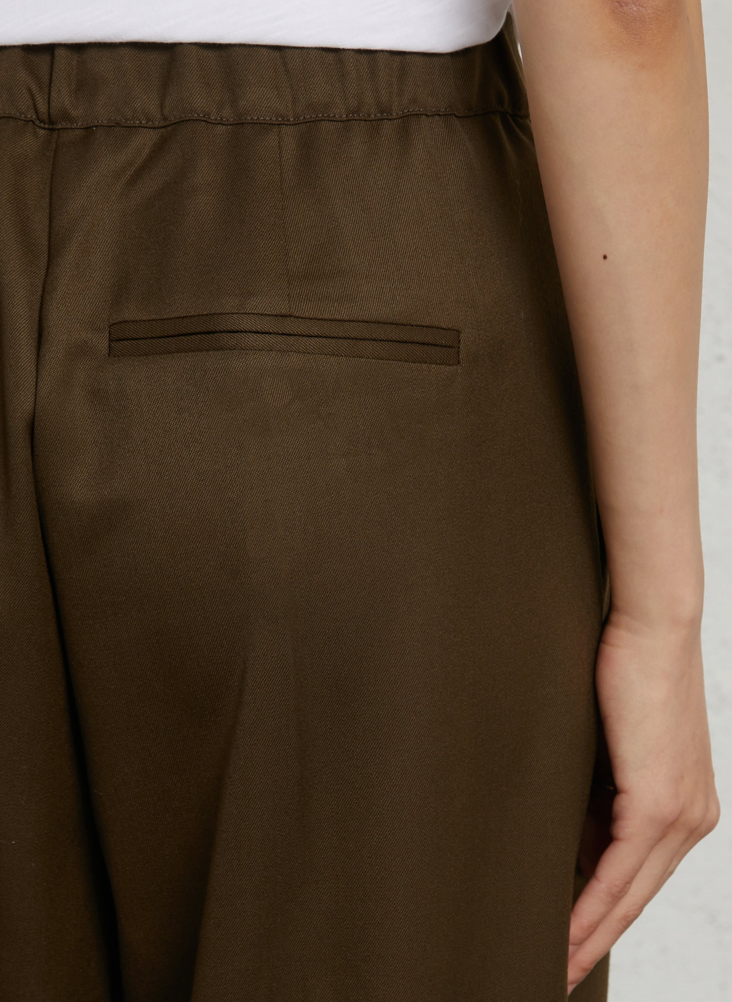 Pantalon large en laine vierge BELLEPIECE Marron