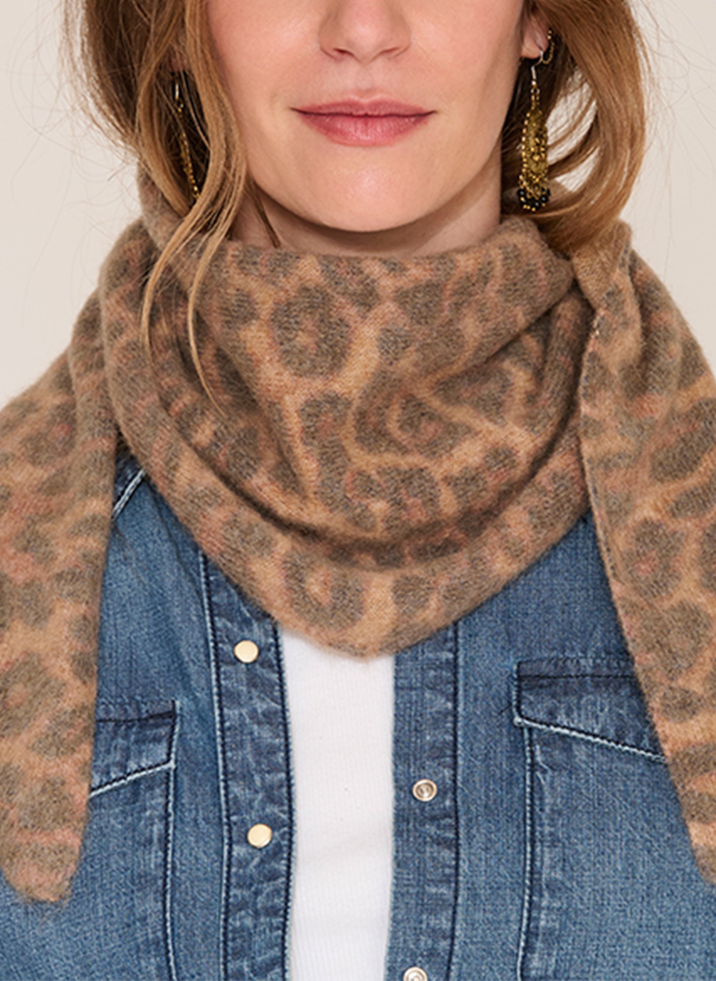 Wool-blend scarf MKT Brown