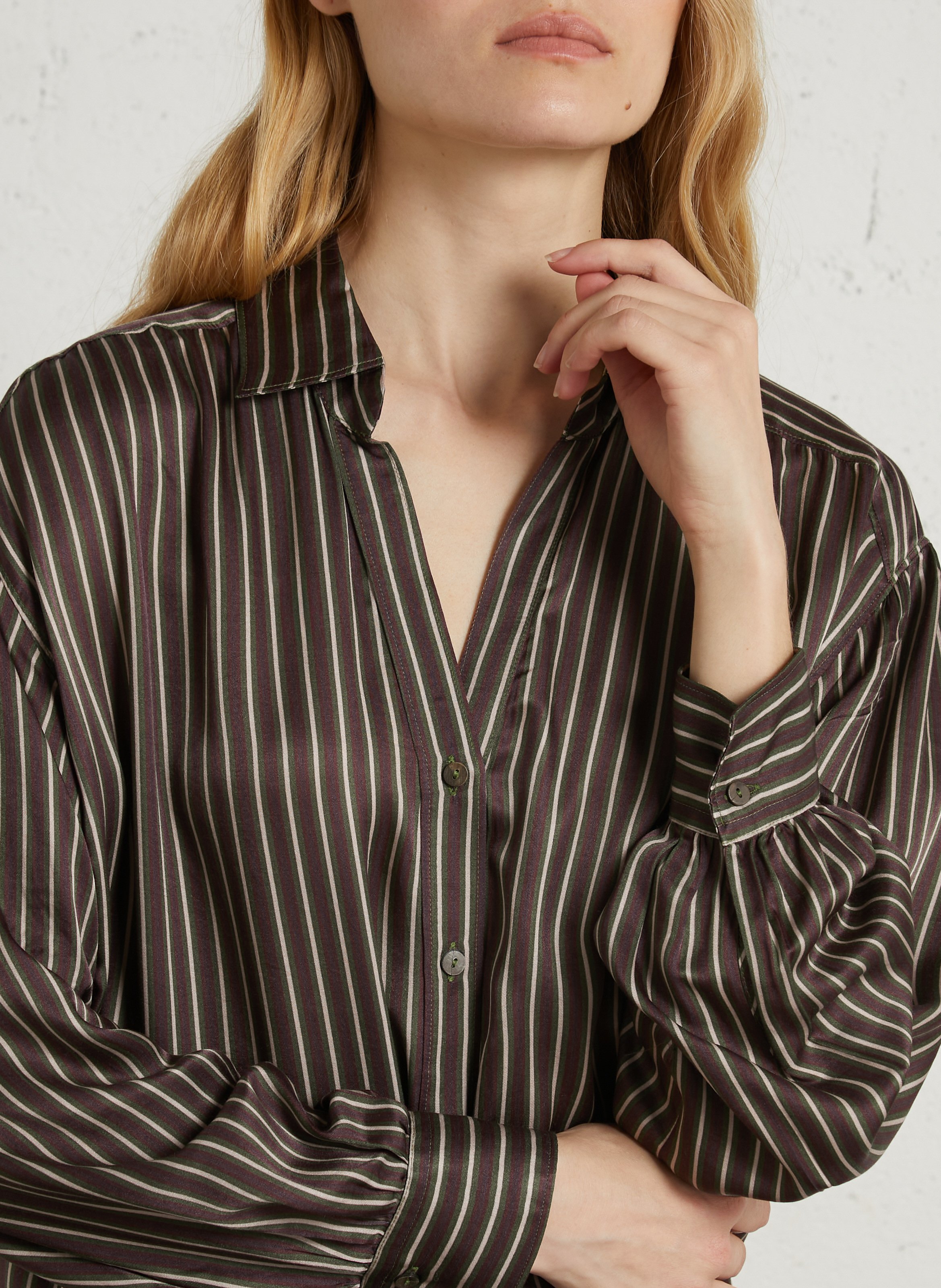 Fluid Striped Satin Effect Shirt DIEGA Multicolored