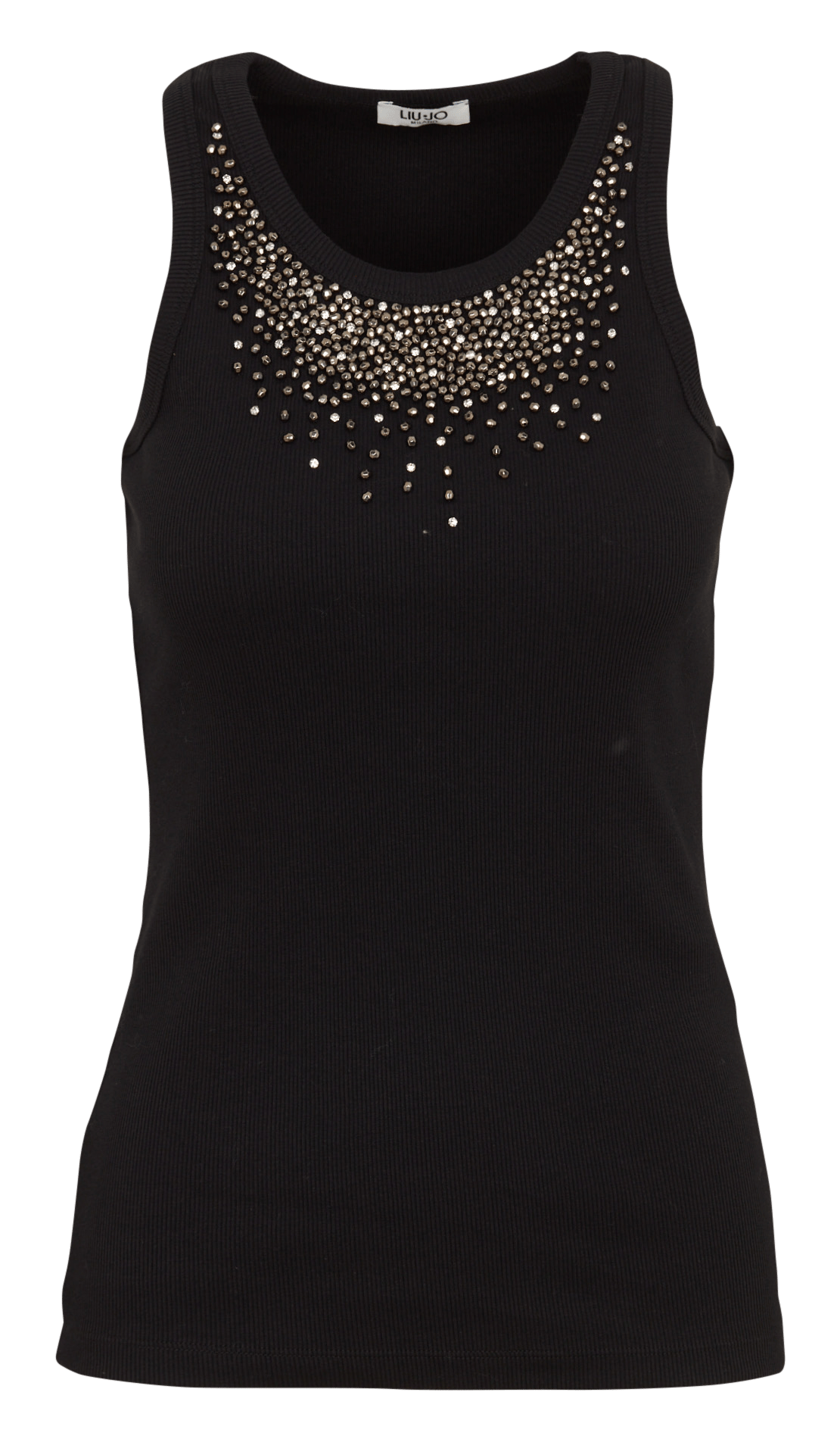 Figurbetontes geripptes Tanktop aus Baumwollmischung LIU JO Schwarz