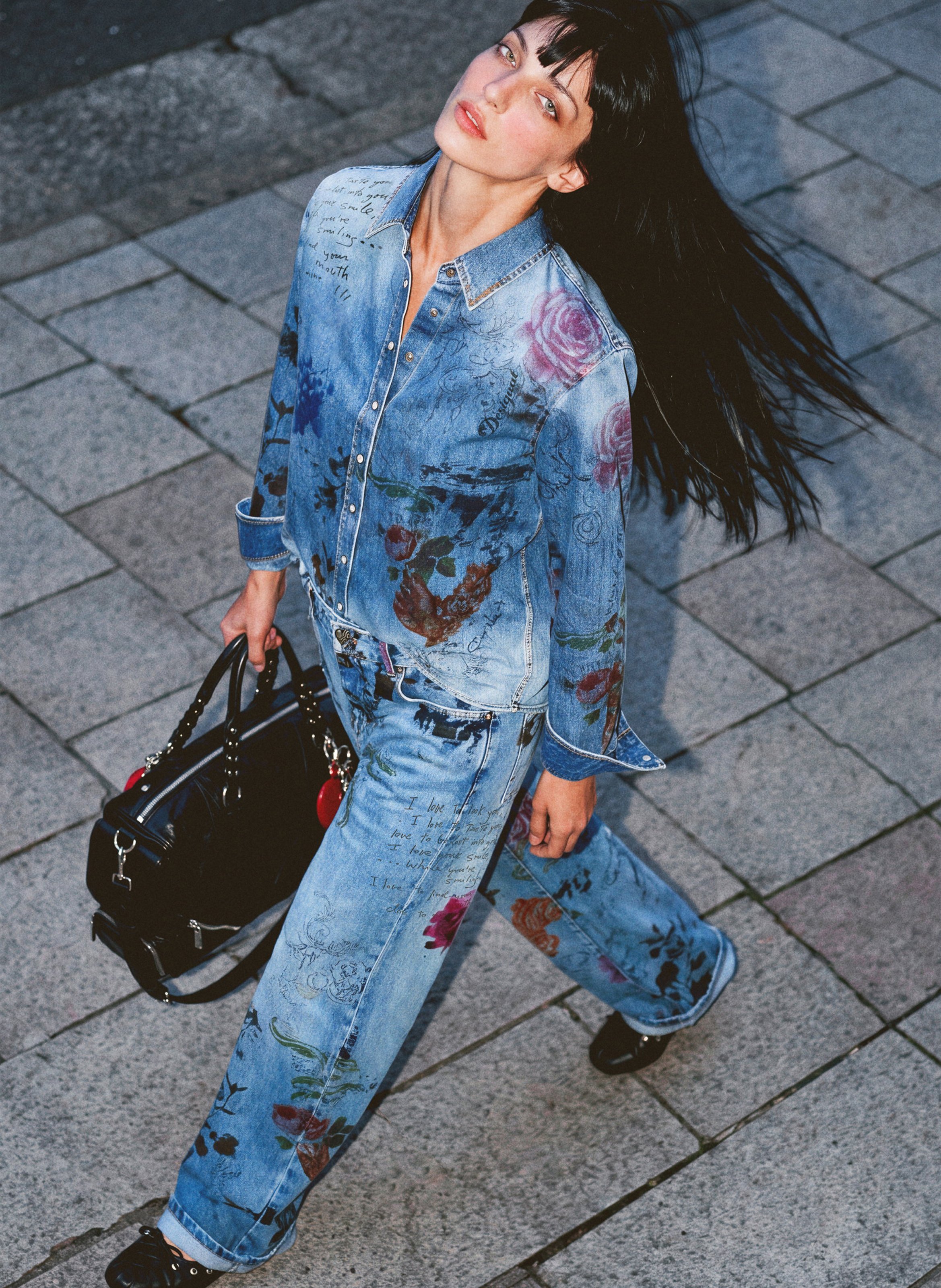 Straight-fit printed denim shirt DESIGUAL Blue