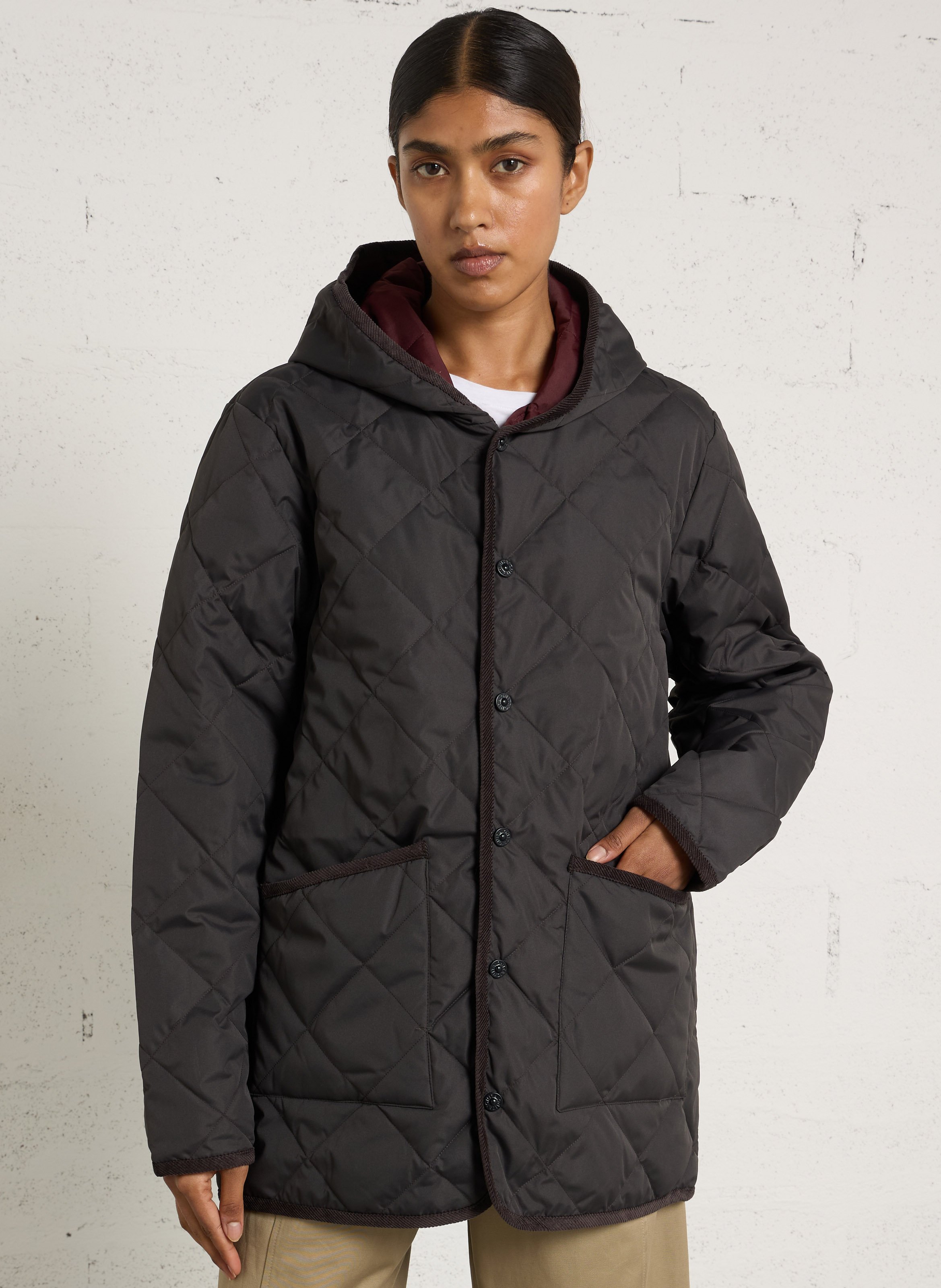 Veste ample matelassée à capuche TAION Gris