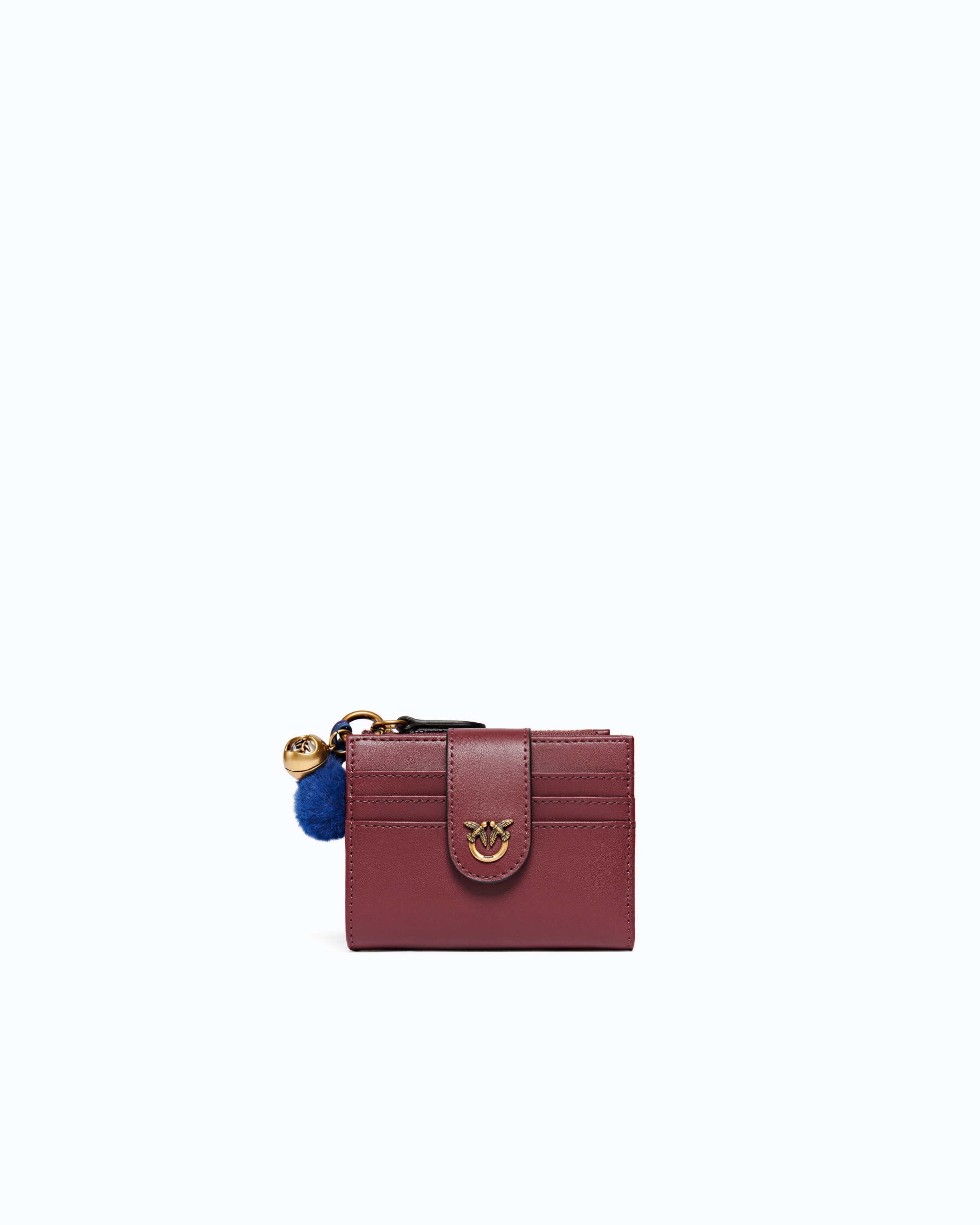 Multifunction leather wallet with pompom PINKO Green