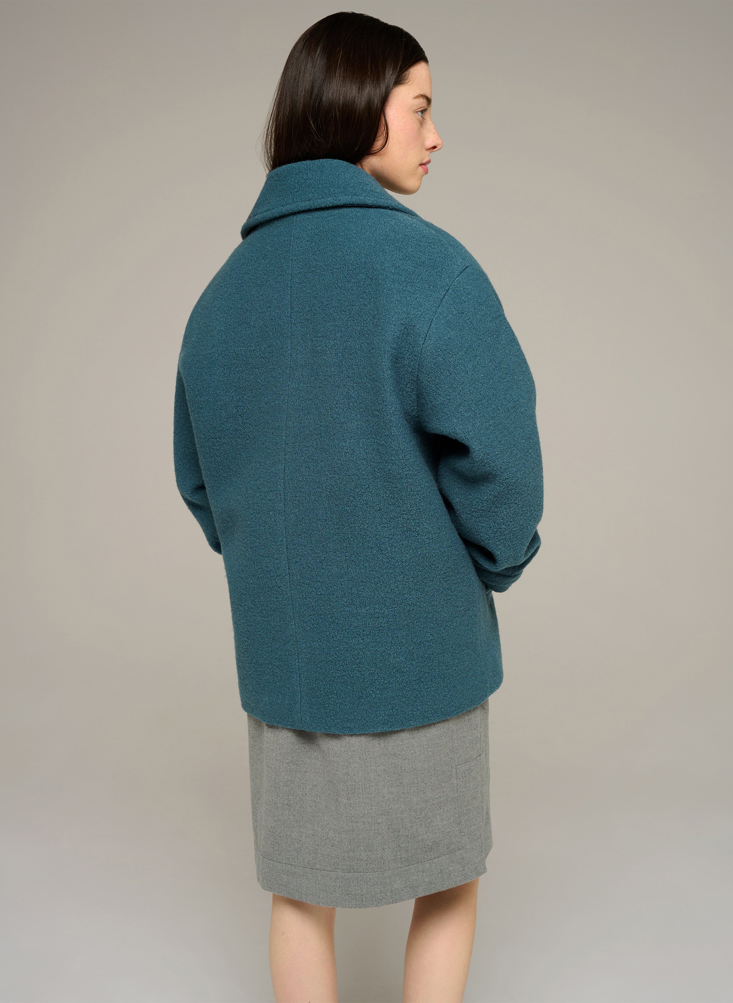 Manteau ample droit boutonné en laine COTELAC ACOTE Vert