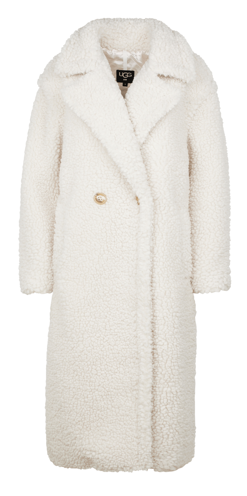 UGG Gertrude Long Teddy Coat Winter White, S