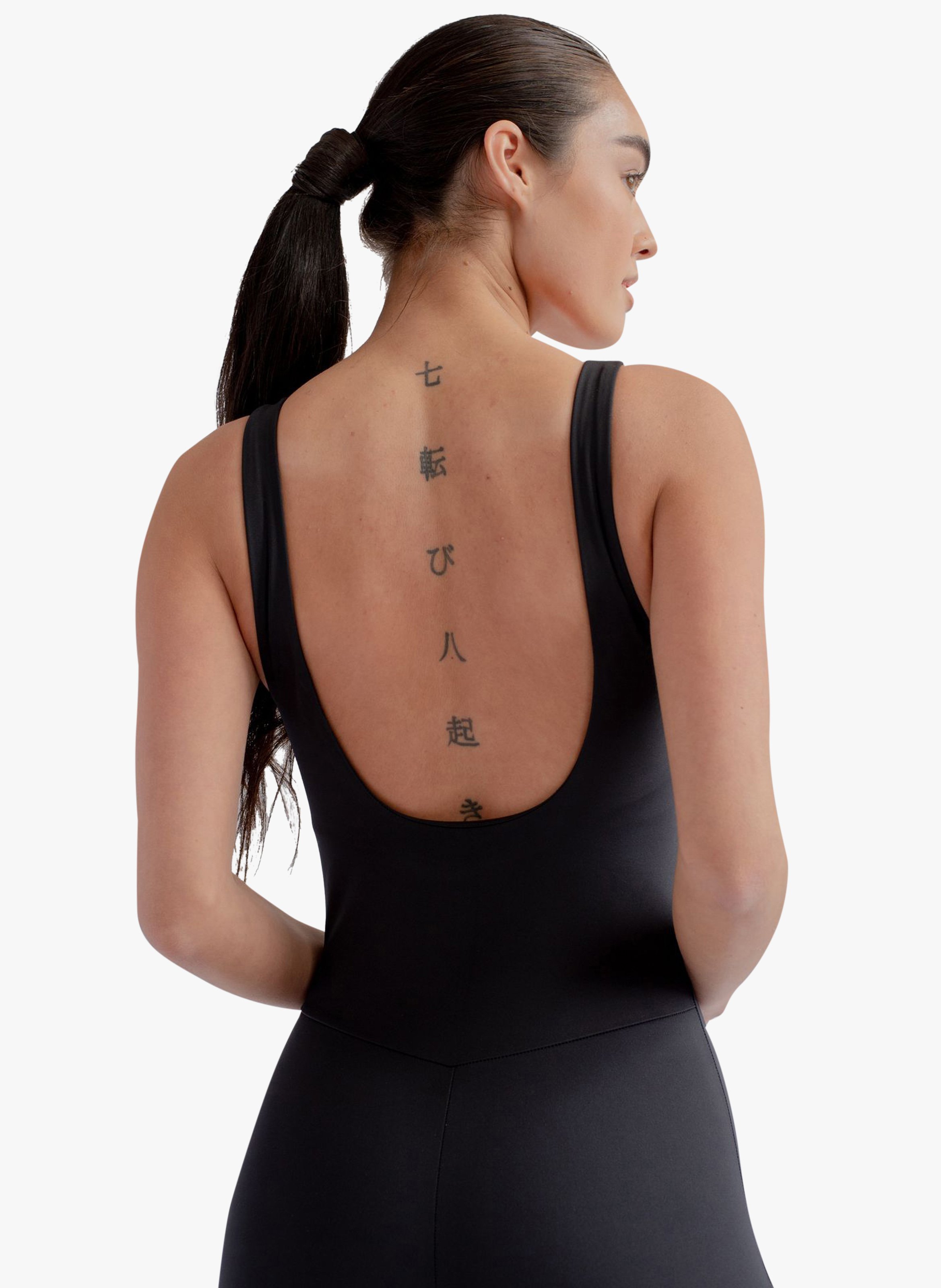 Form-fitting playsuit with round neckline GIRLFRIEND COLLECTIVE Black