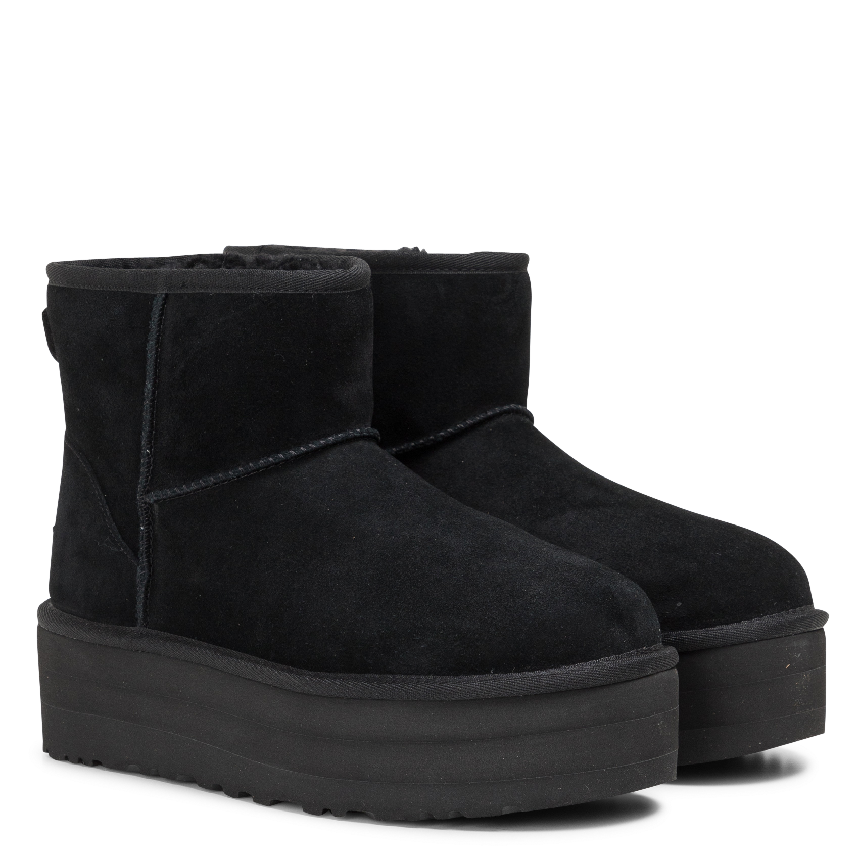 Bottines compensées en cuir velours UGG Noir
