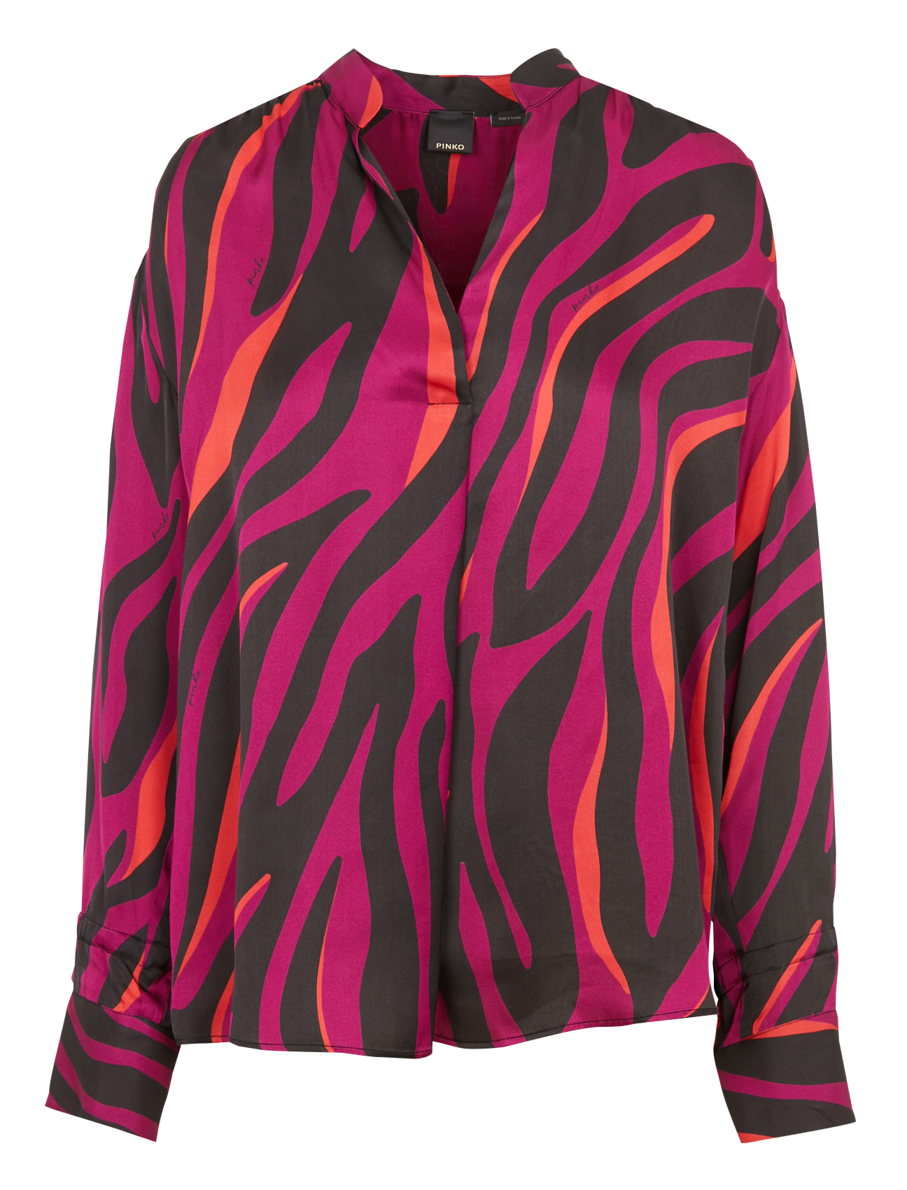 Satin V-neck straight-cut blouse PINKO Multicolored
