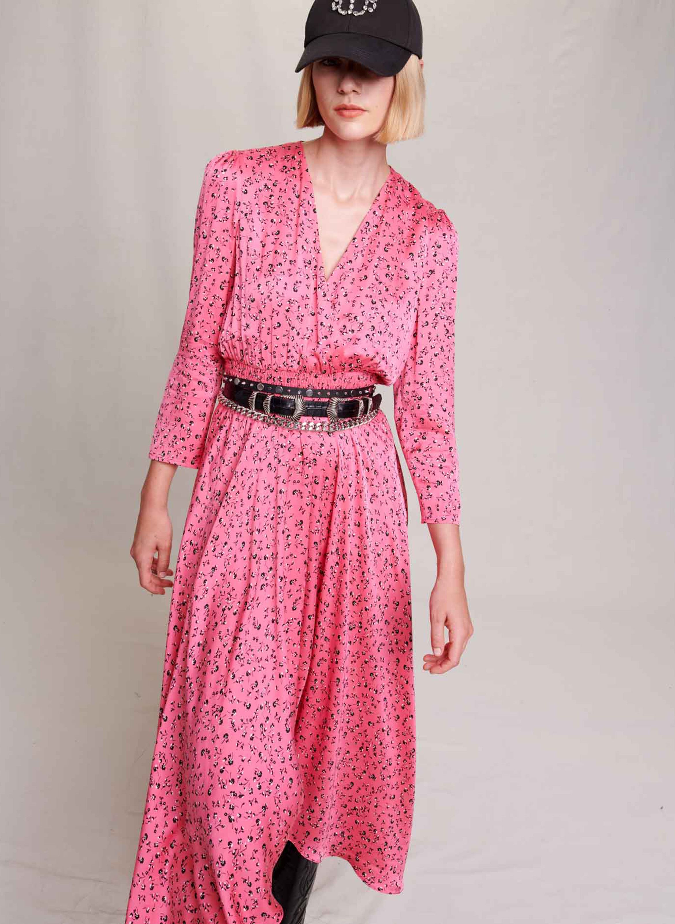 Robe maje verte online fleurs