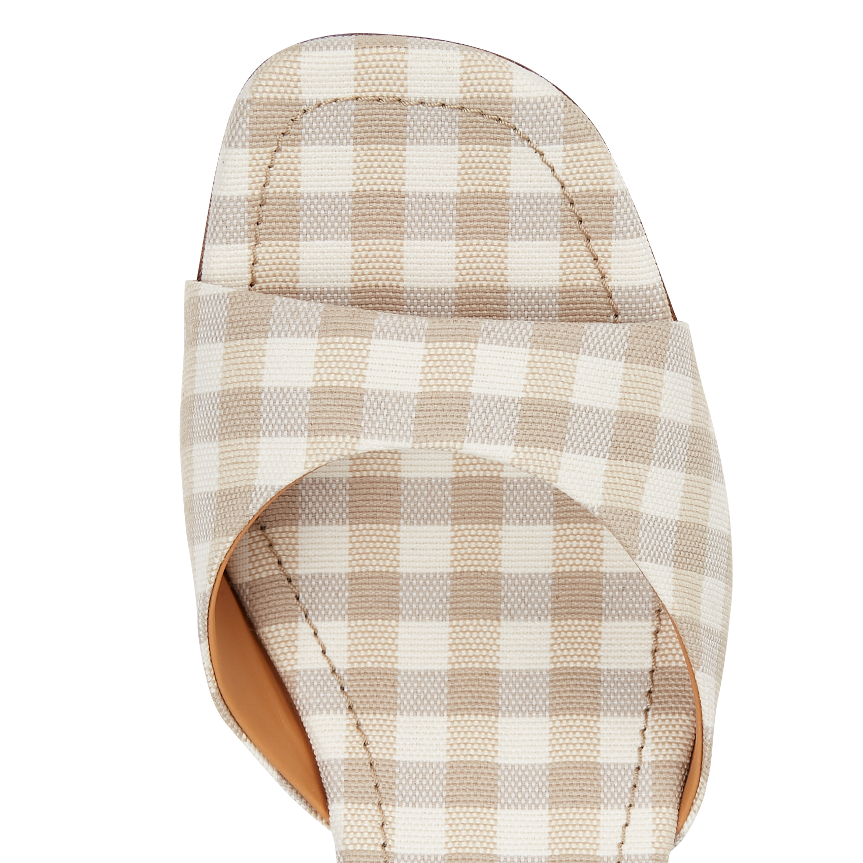 Mules à talons en vichy RIVECOUR Beige