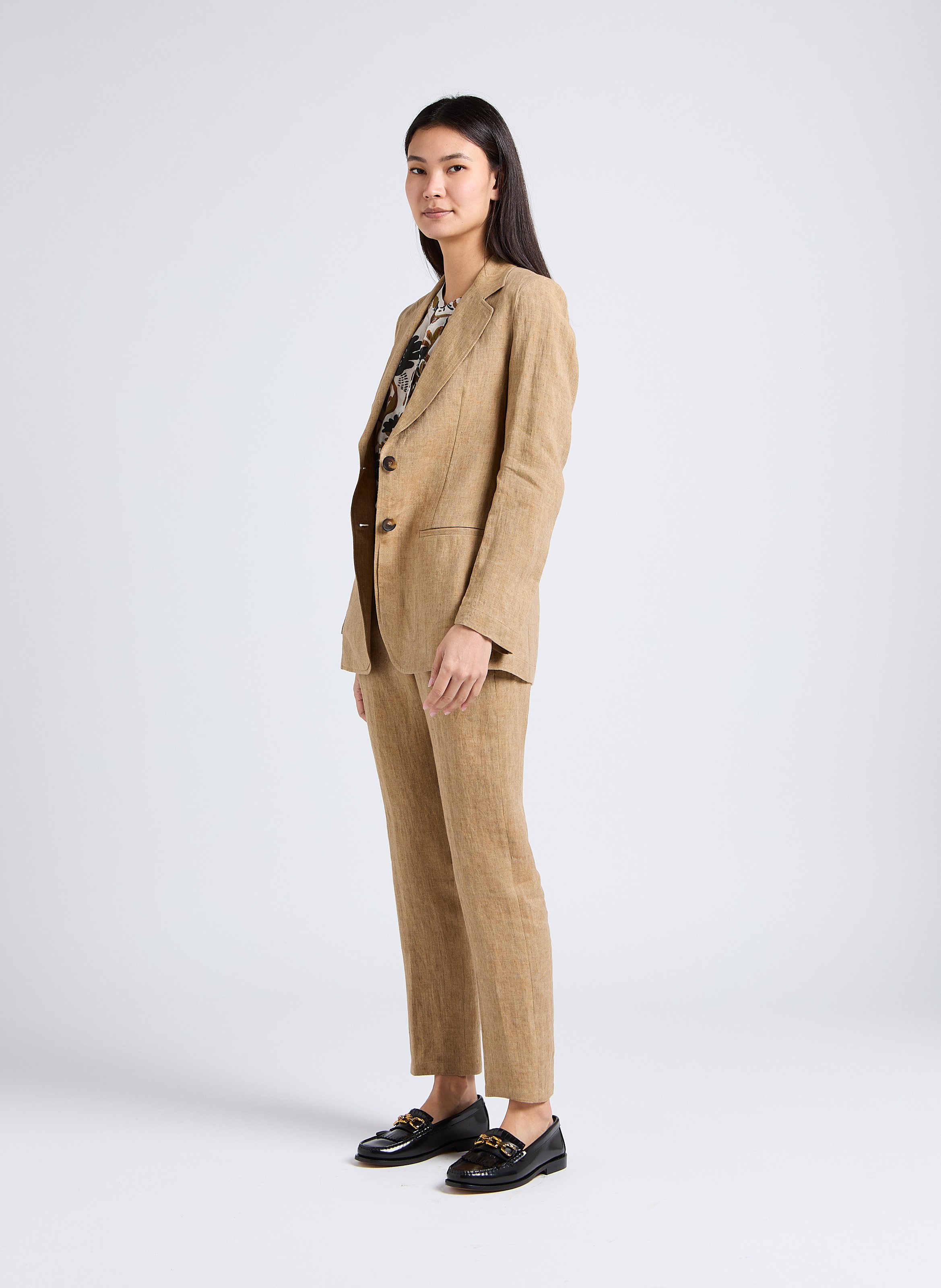 Chemise ample col tunisien en coton imprimé DIEGA Vert