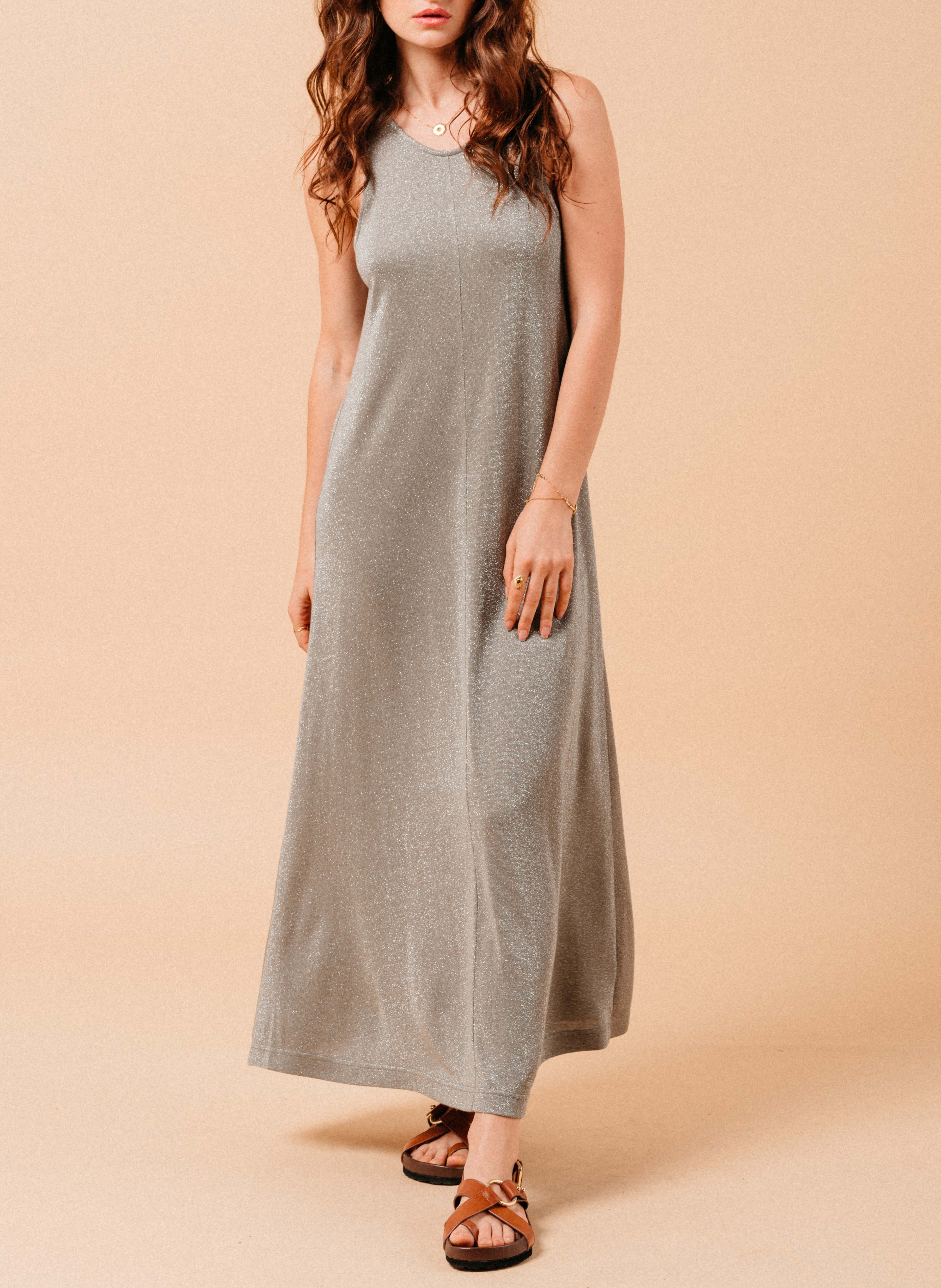 Robe midi col rond en jersey lurex  GRACE ET MILA Vert