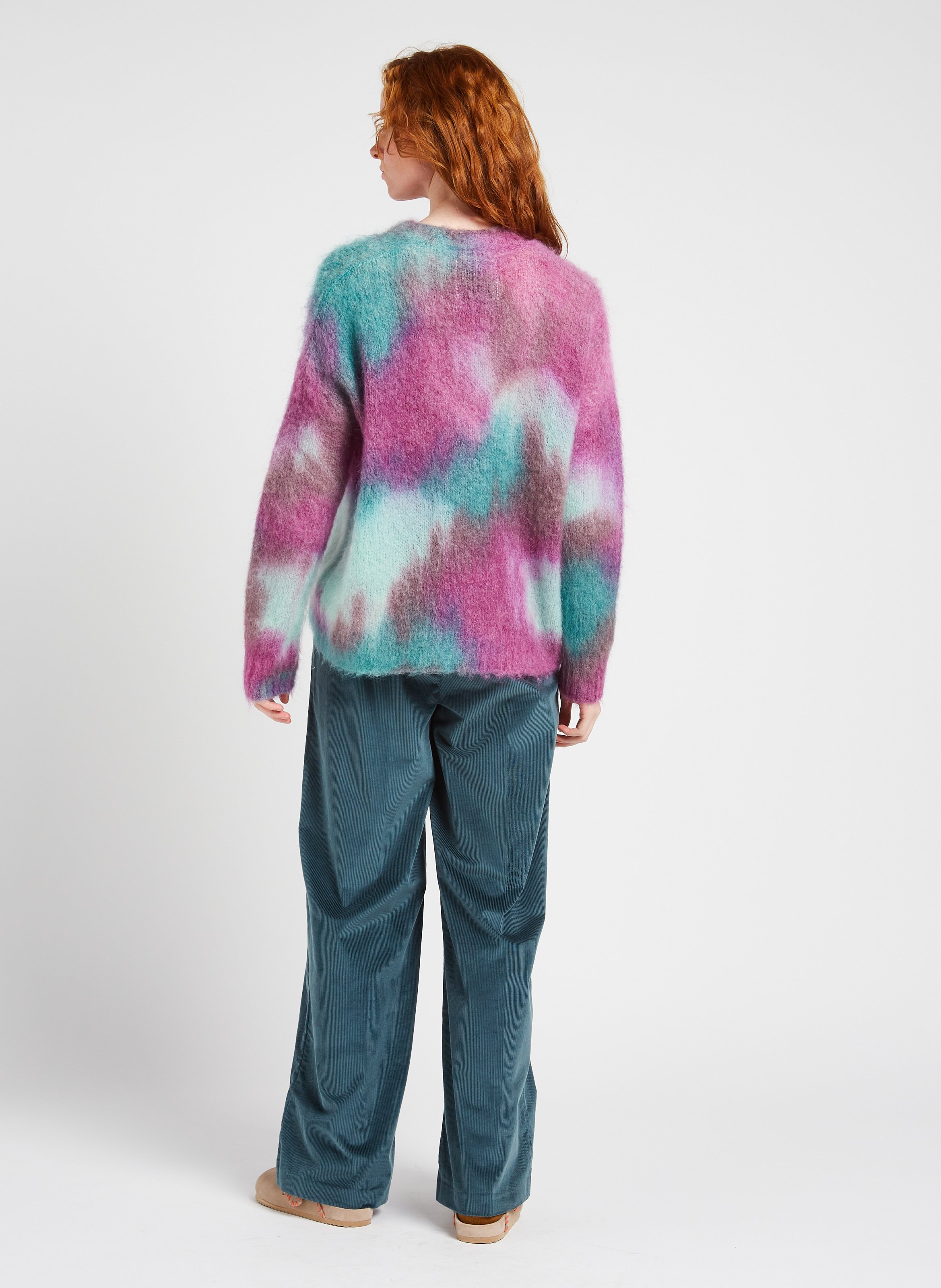 Flared cotton-blend pants ATTIC AND BARN Yellow