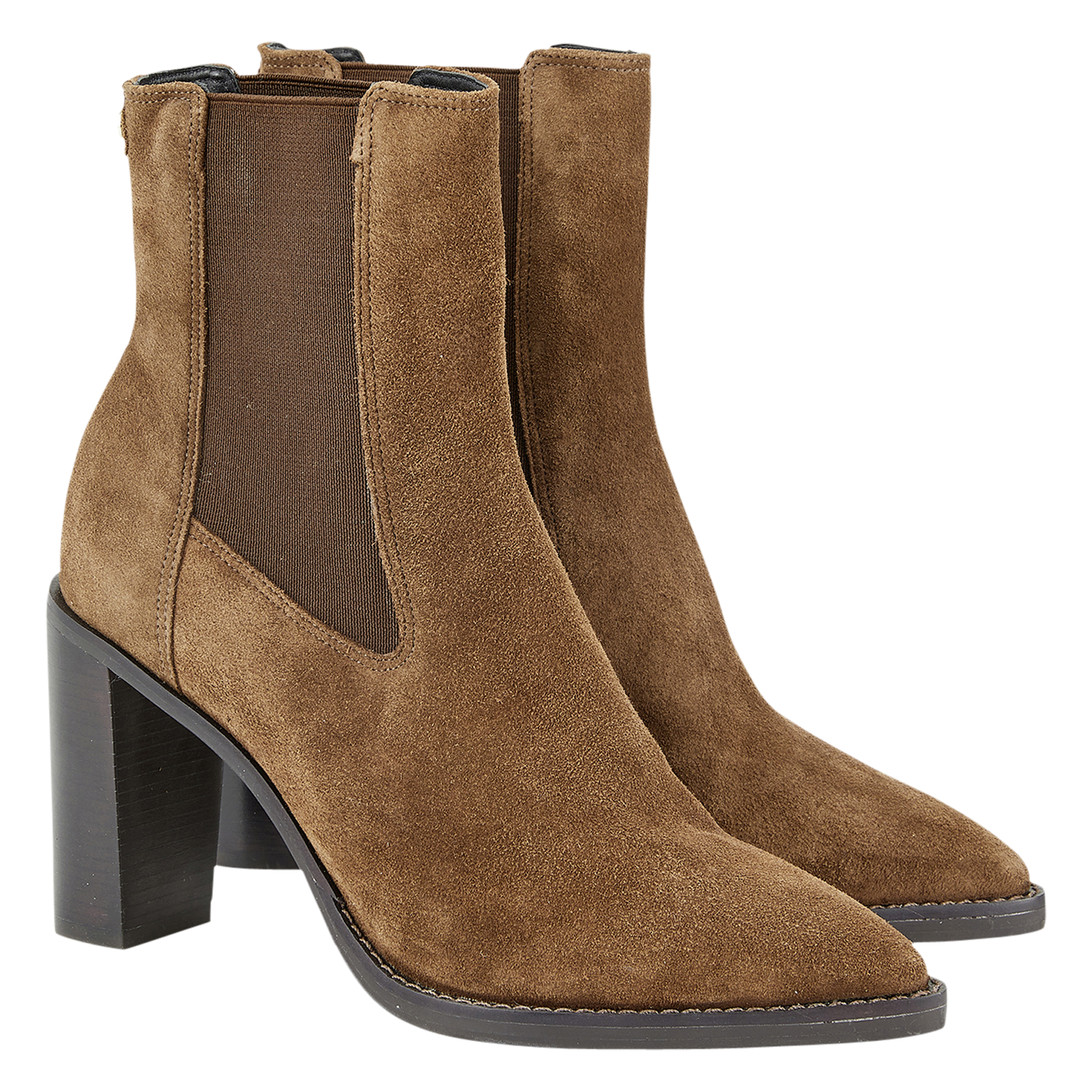 Heeled suede leather mid-calf boots COSMOPARIS Brown