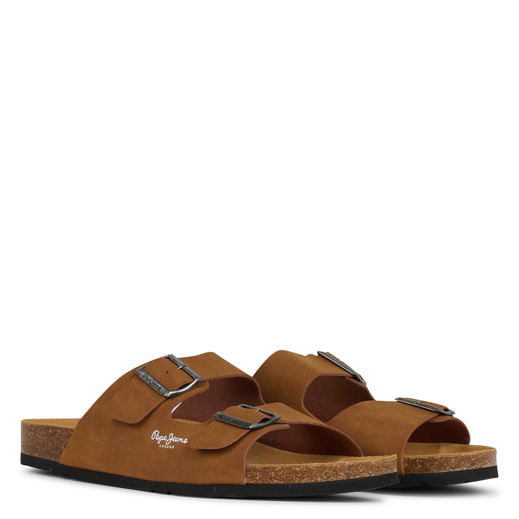 Buckled flat sandals PEPE JEANS Brown