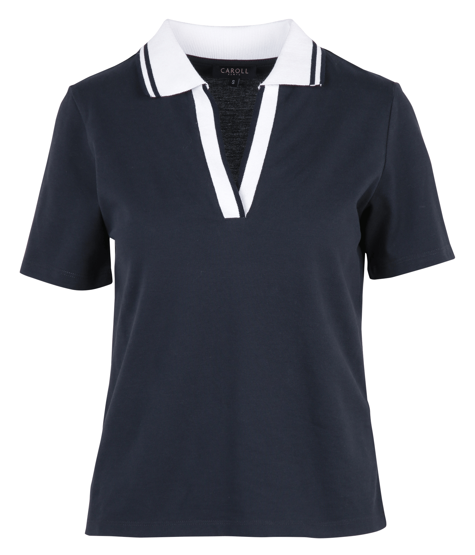 Polo mit V-Ausschnitt und kurzen Ärmeln CAROLL Blau