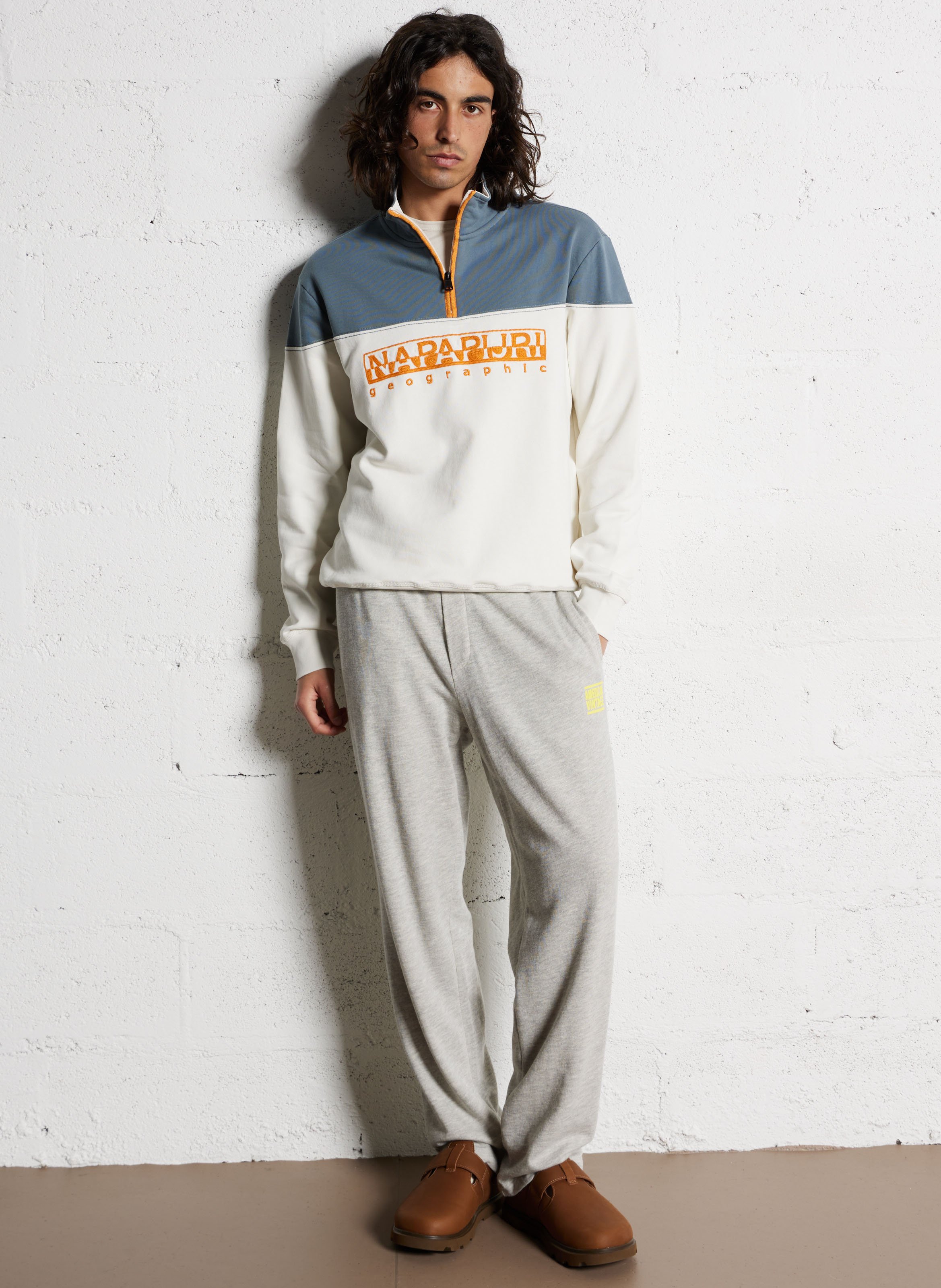 Sweat col zippé en coton NAPAPIJRI Blanc