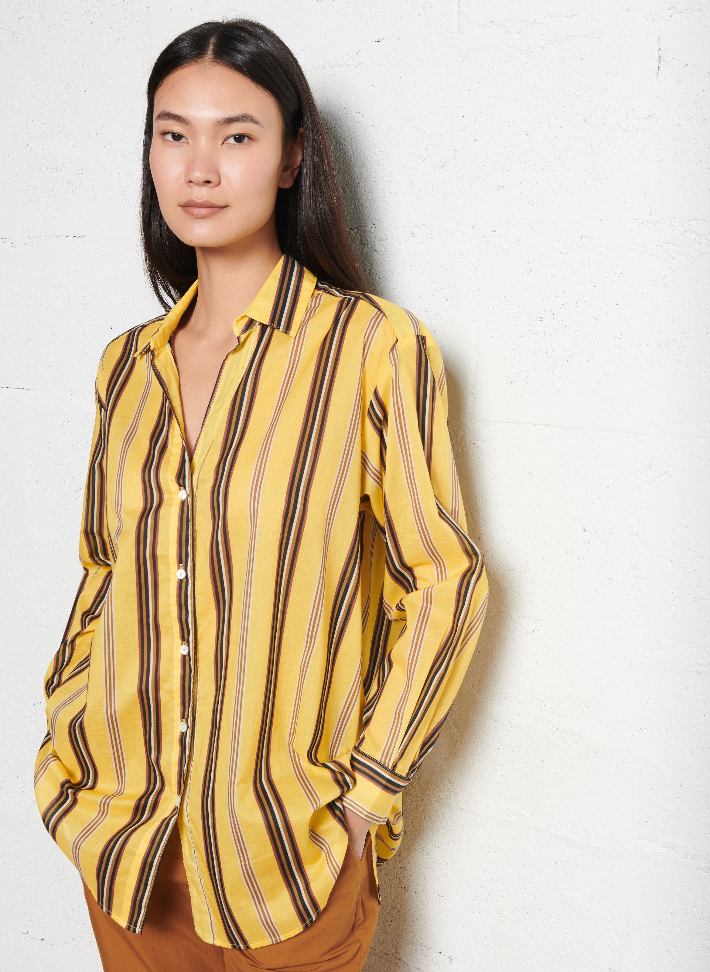 Capri plain oversized shirt DIEGA Yellow