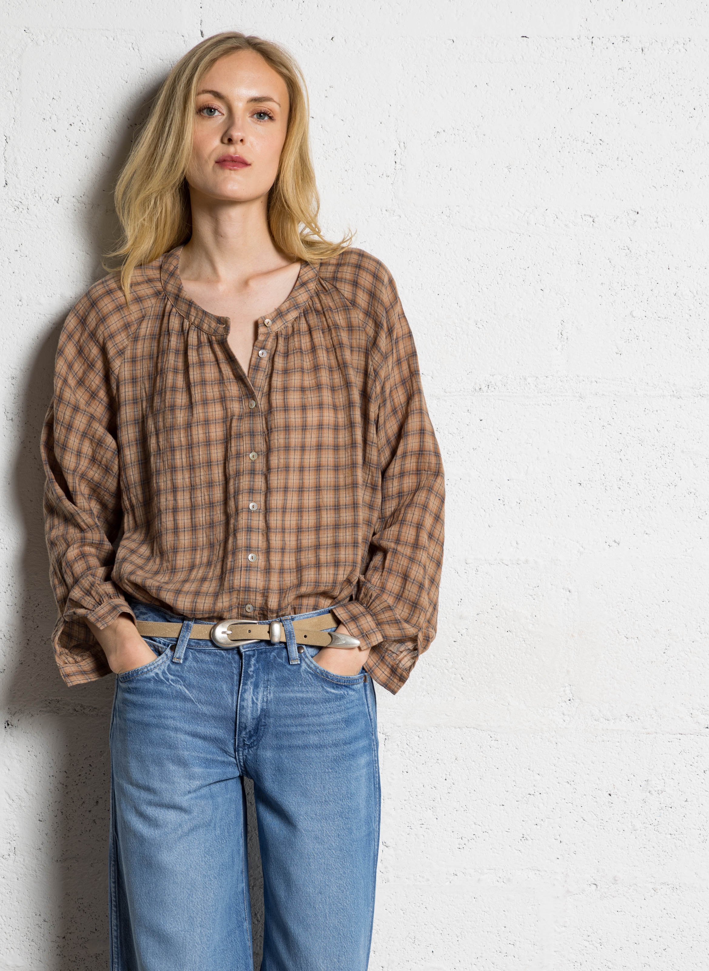 Oversize-Hemd aus Baumwollmix JC SOPHIE Braun