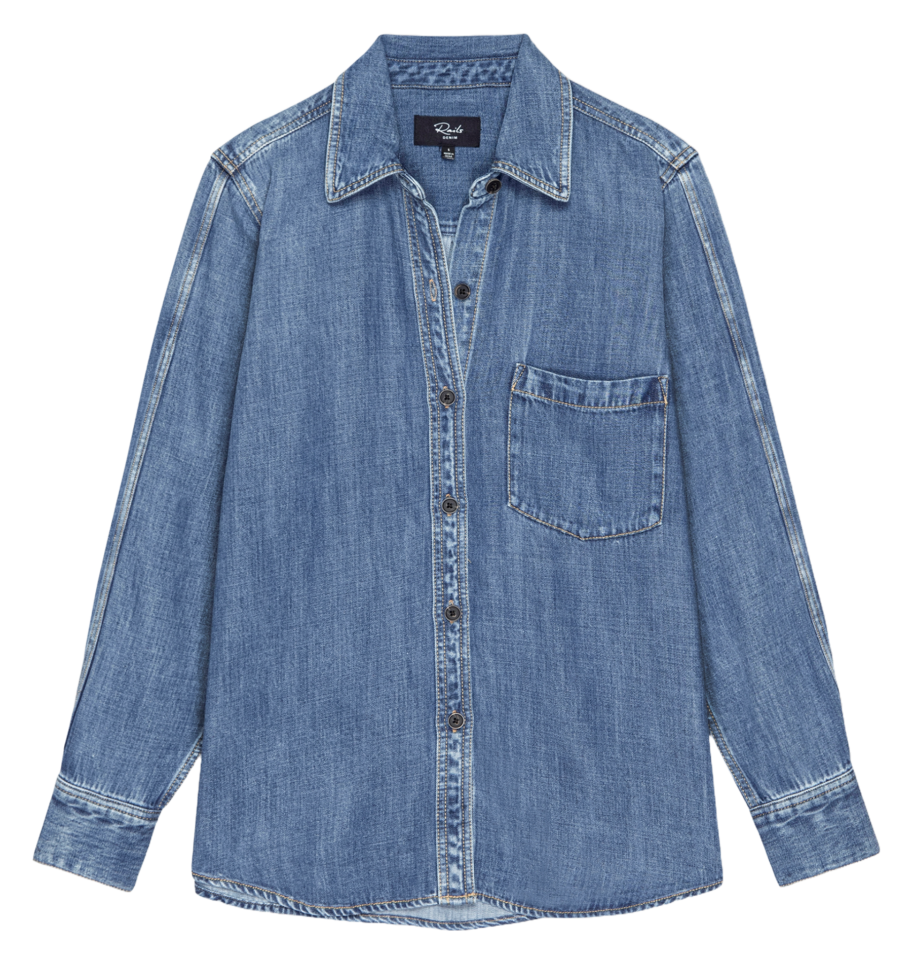 Chemise col classique en denim RAILS Bleu