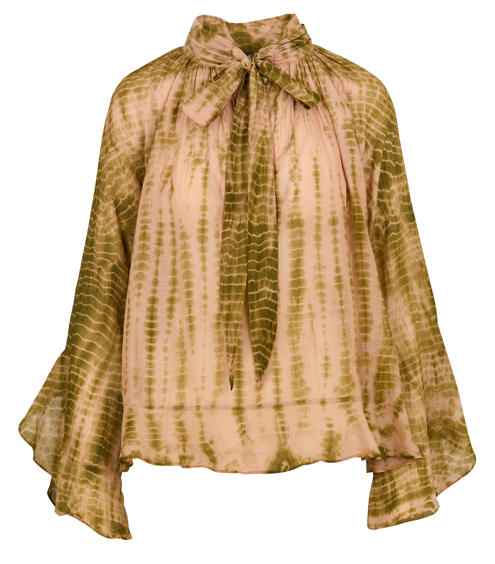 Blouse with lavallière collar in blended cotton and silk MES DEMOISELLES Multicolored