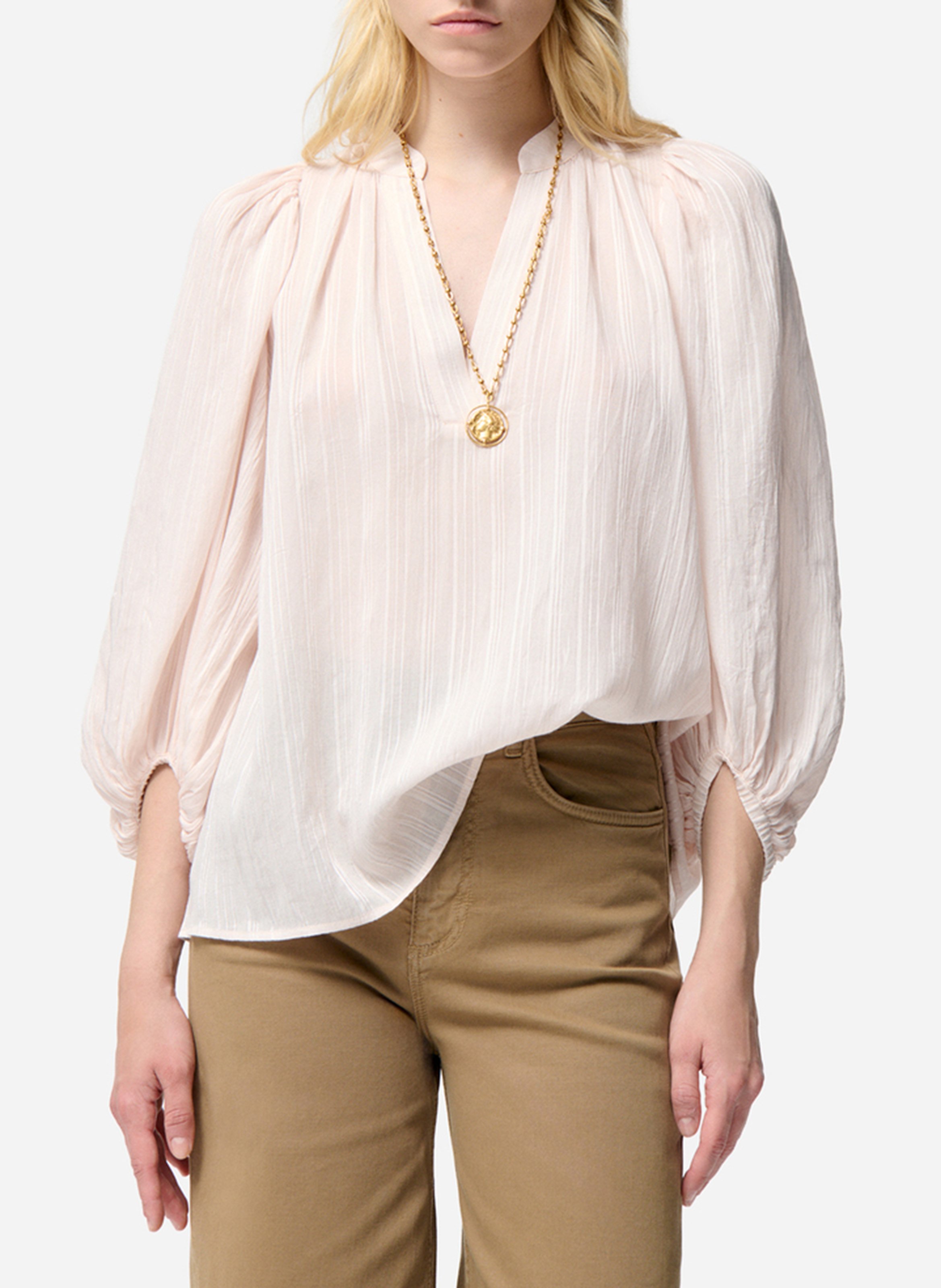 Oversized cotton blend blouse VANESSA BRUNO Pink
