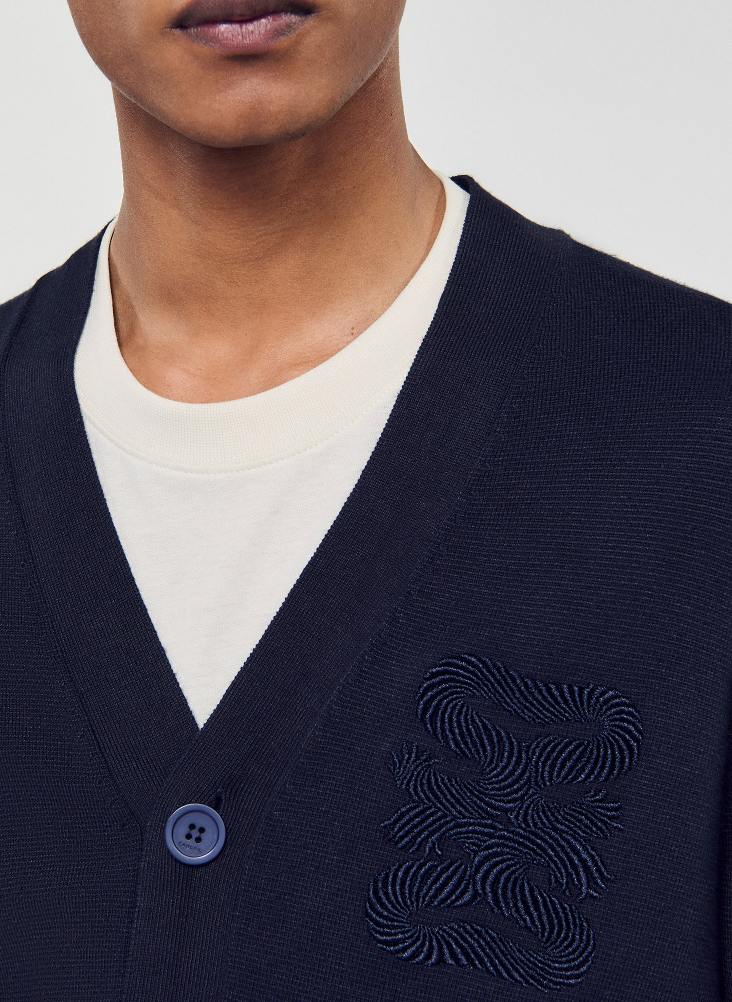 V-hals cardigan met knoopsluiting in effen kleur SANDRO Blauw