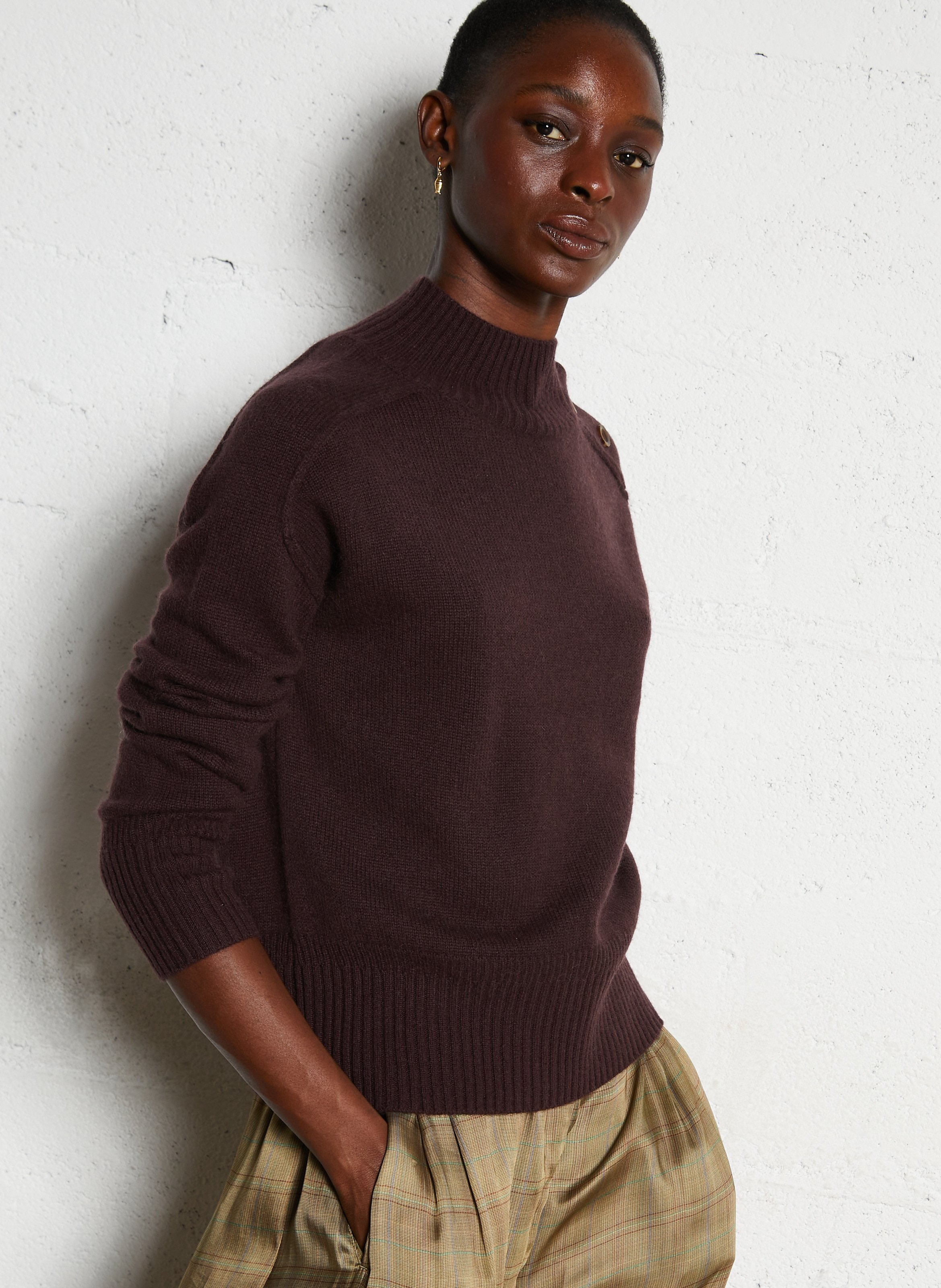 Cashmere high-neck sweater MAISON 123 Purple