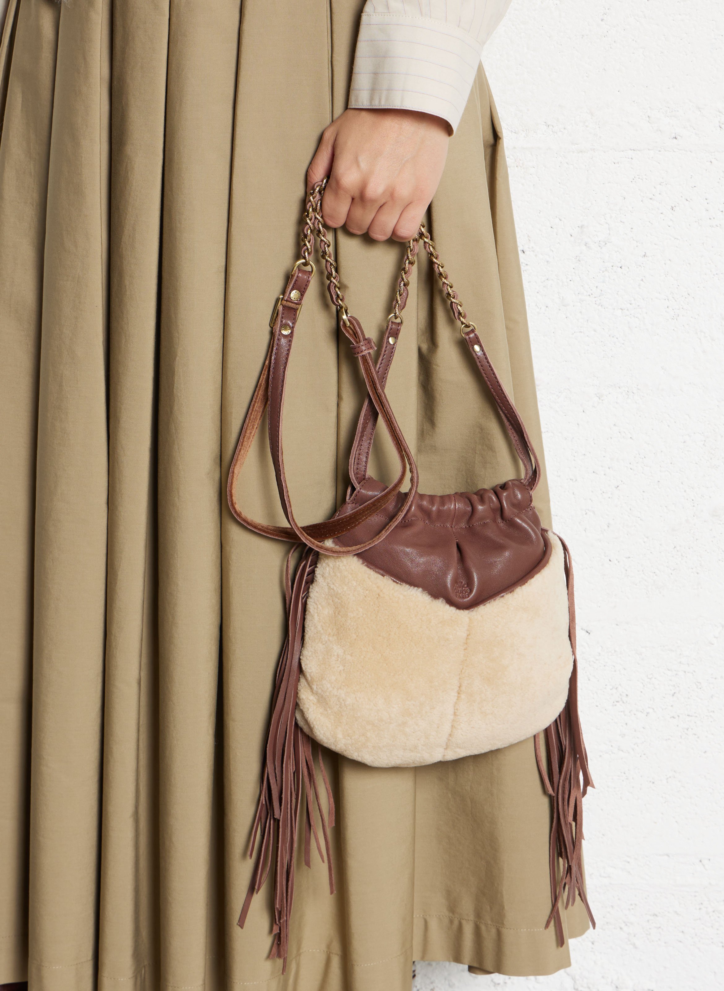 Leren clutch MILA LOUISE Bruin