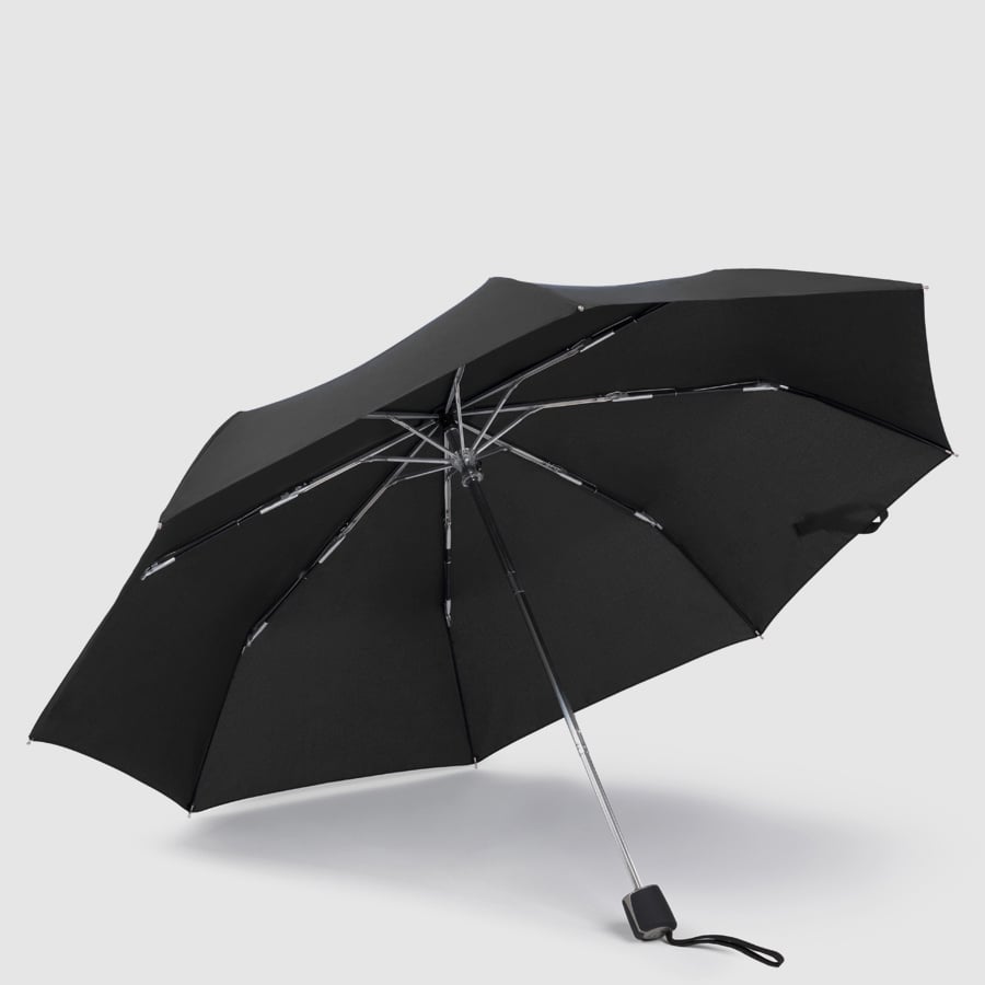 Folding windproof umbrella made from recycled fabric PIQUADRO Black