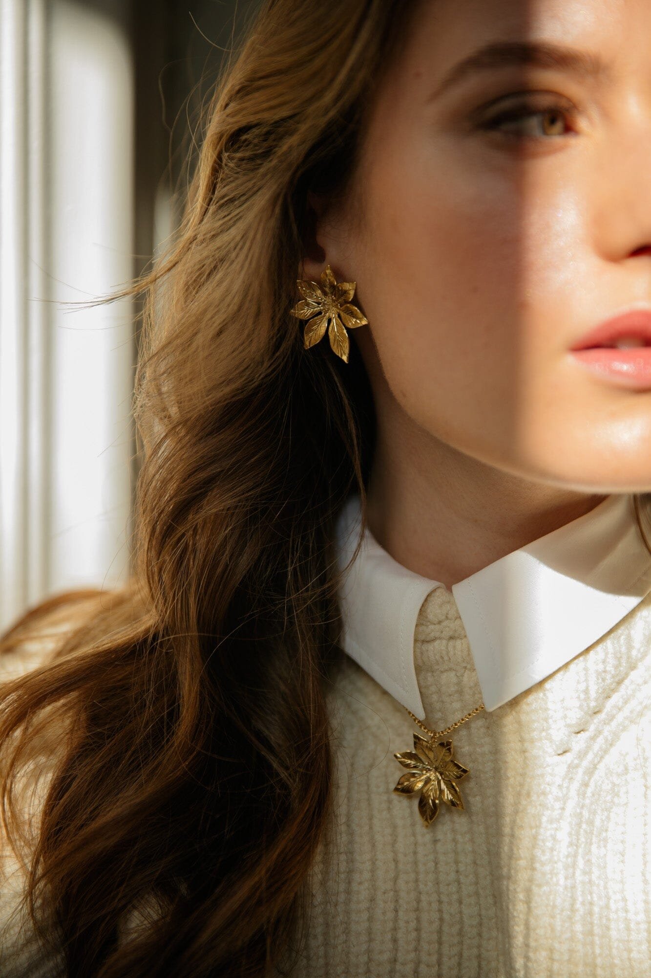 Gold-plated flower necklace MONSIEUR SIMONE Silver