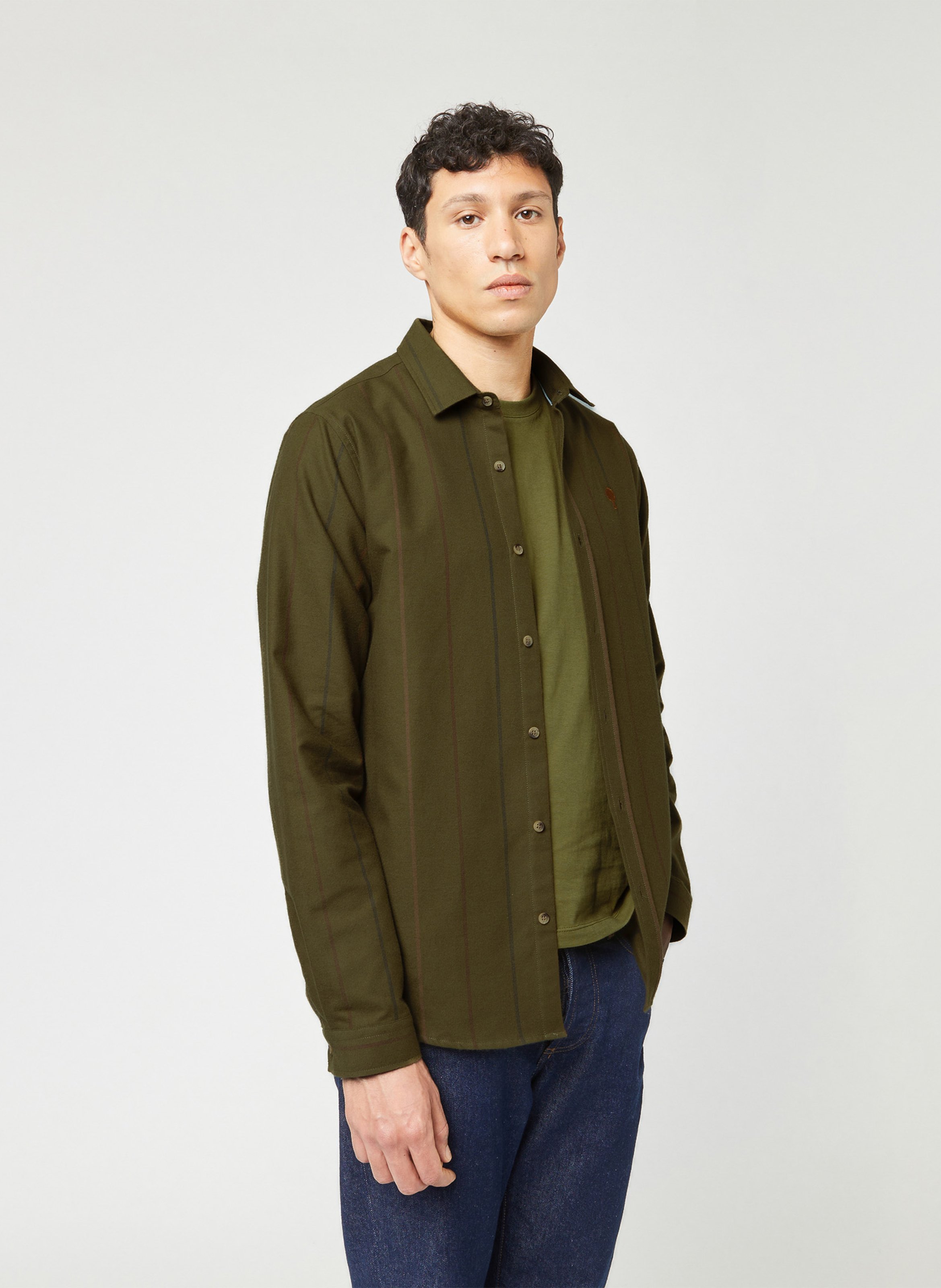 Chemise droite en coton FAGUO Kaki