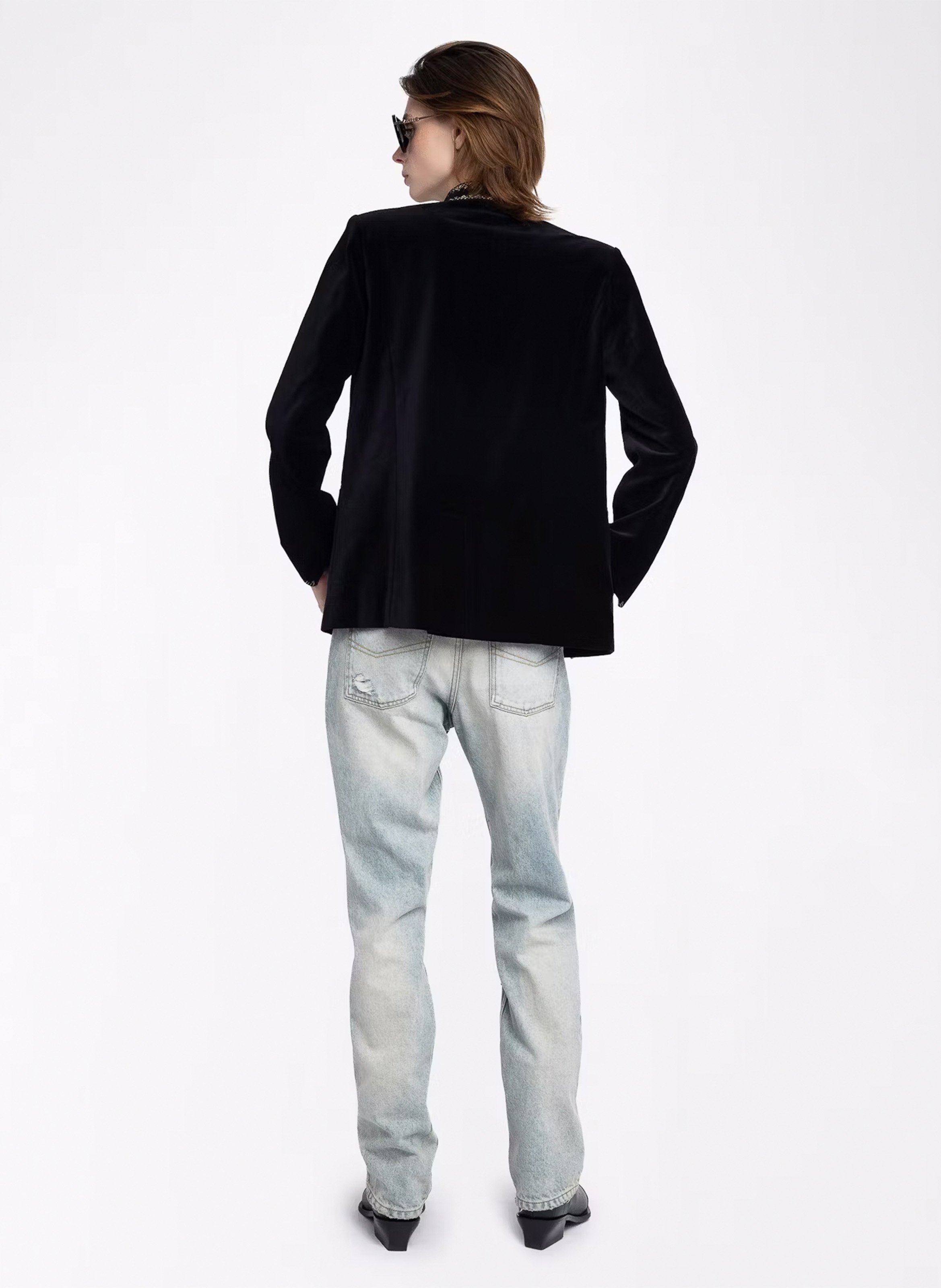 Blazer droit col officier en coton ZADIG&VOLTAIRE Noir