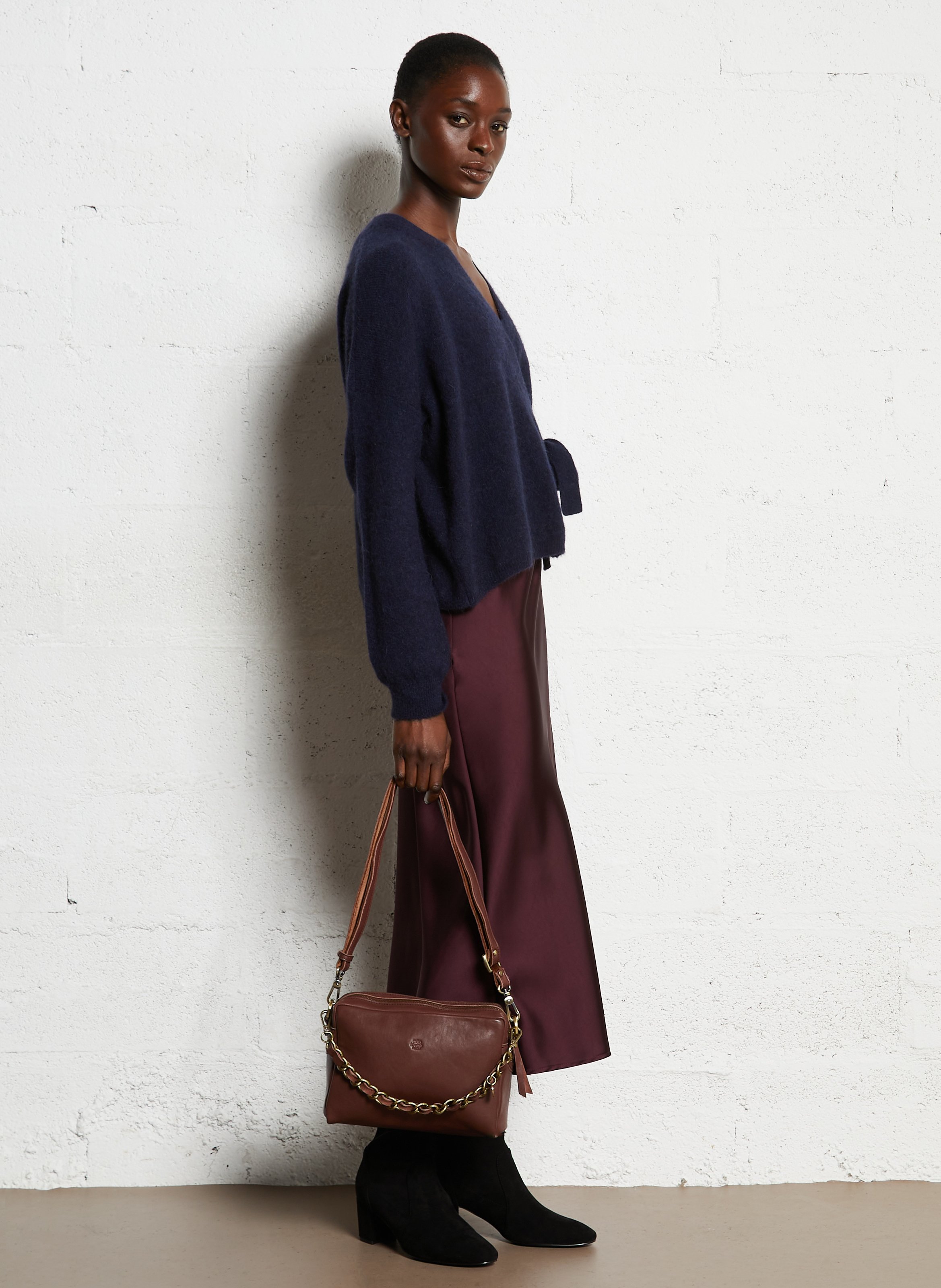 Leren clutch MILA LOUISE Bruin