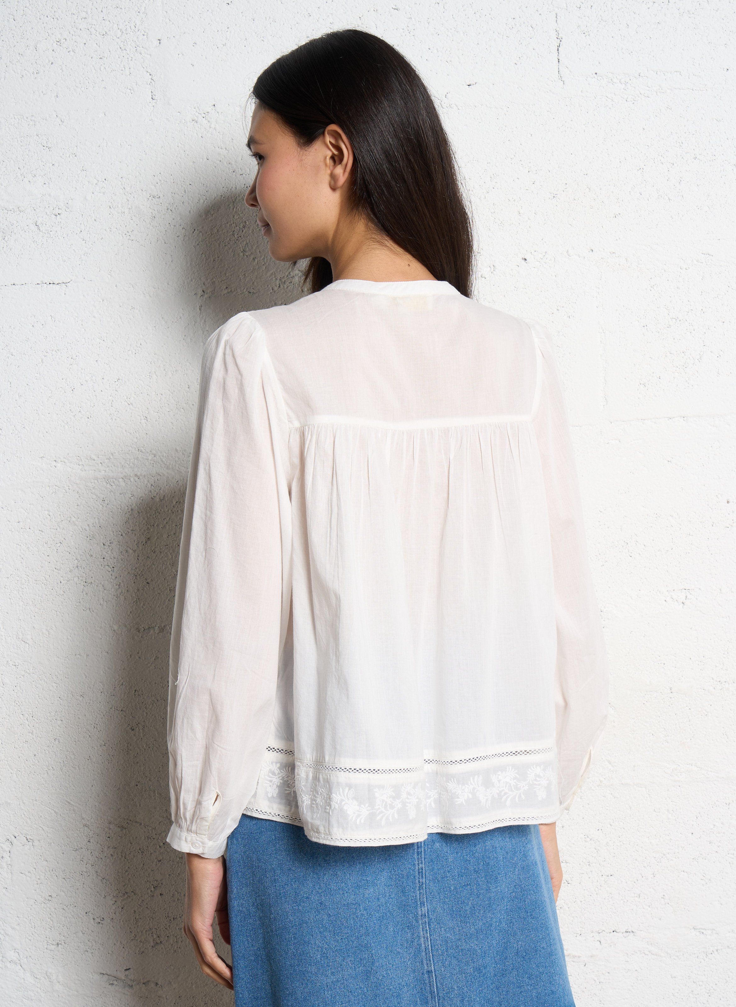 Chemise ample col mao en coton LA PETITE ETOILE Beige