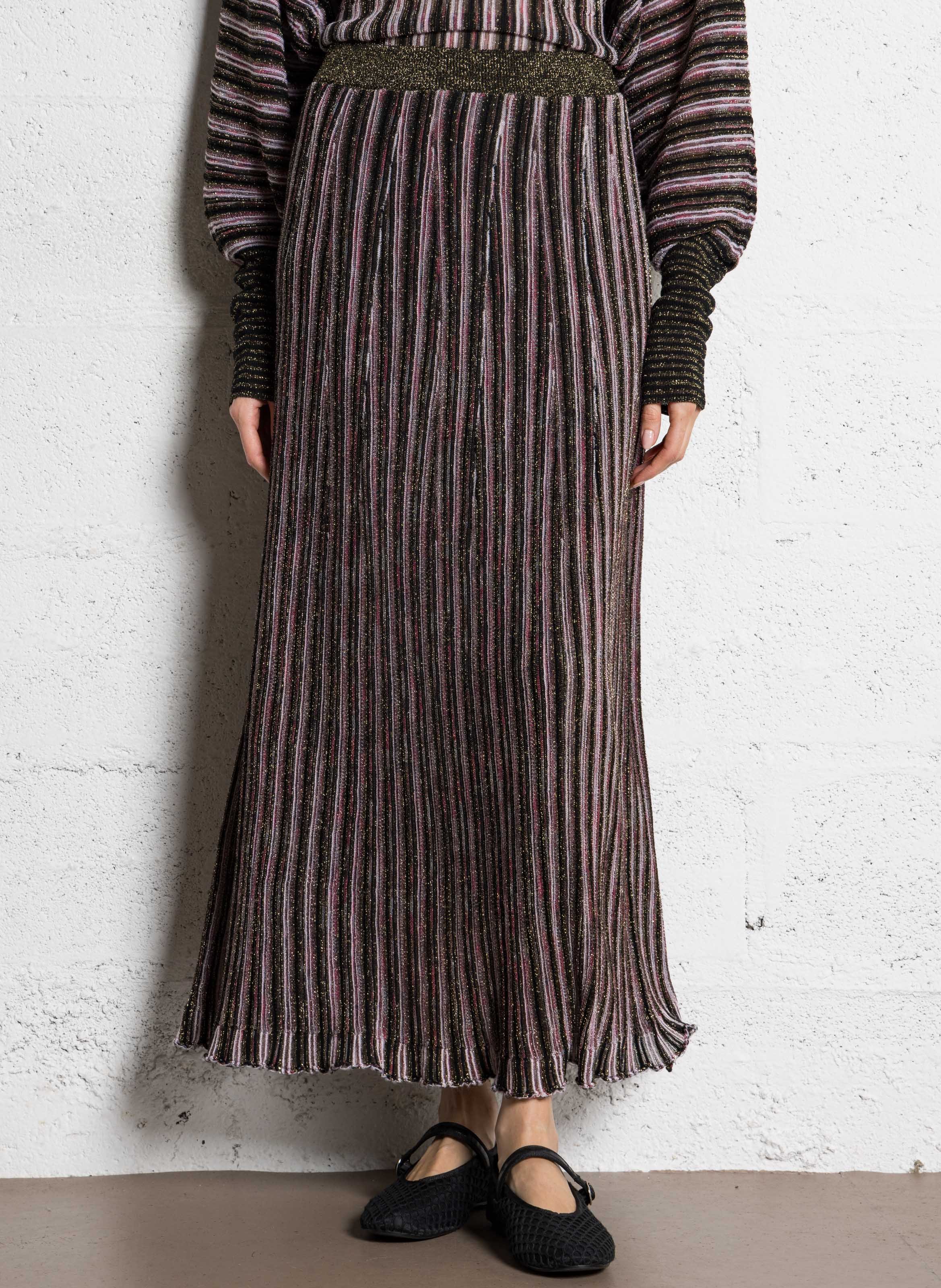 Jupe longue plissée en laine MOMONI Rose